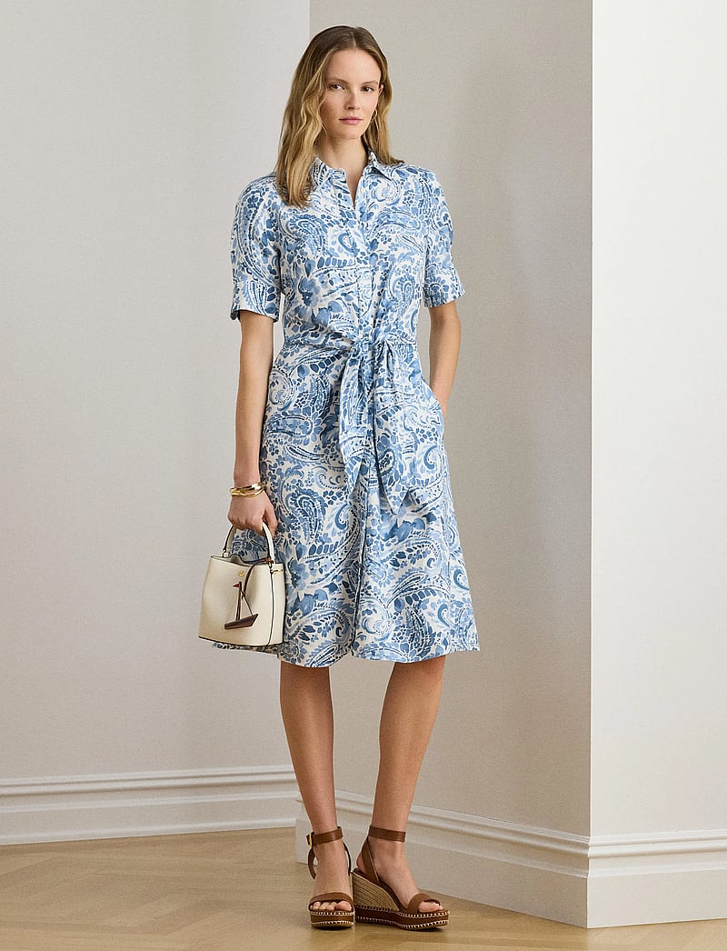 Lauren Ralph Lauren - CLASSIC LINEN-WVN-DRESSES - sommerkleider - white/blue - 3