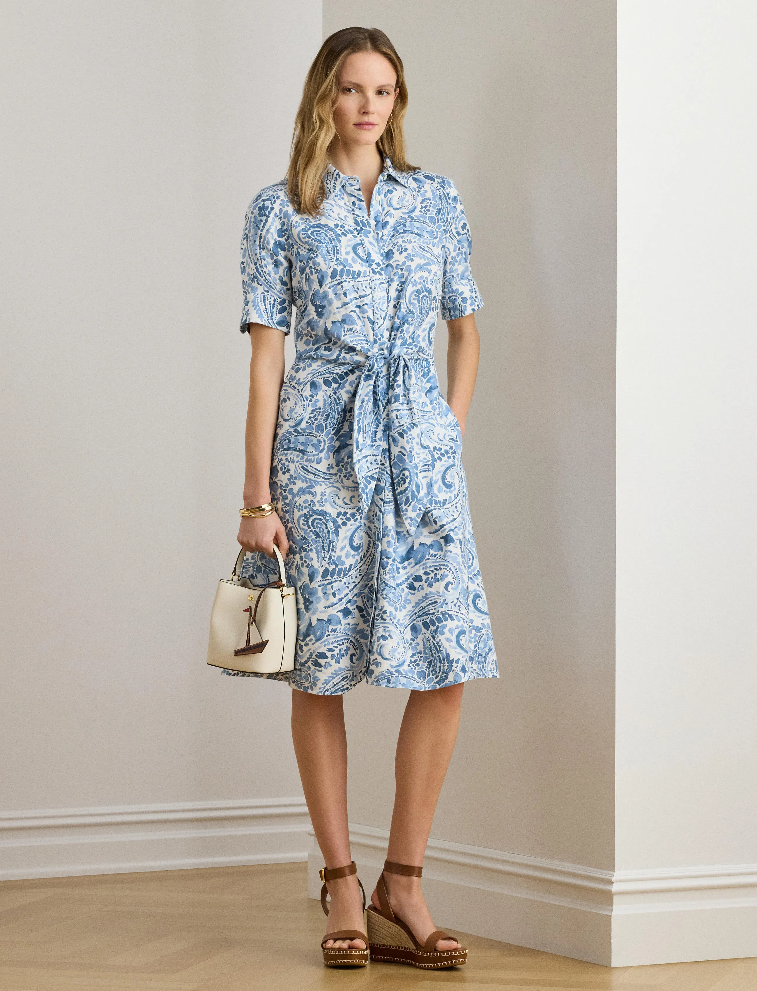 Lauren Ralph Lauren - CLASSIC LINEN-WVN-DRESSES - summer dresses - white/blue - 3