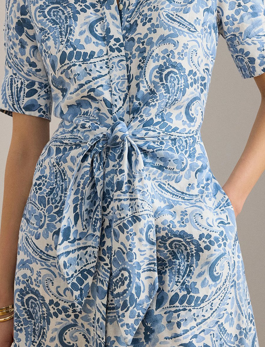 Lauren Ralph Lauren - CLASSIC LINEN-WVN-DRESSES - sommerkleider - white/blue - 4