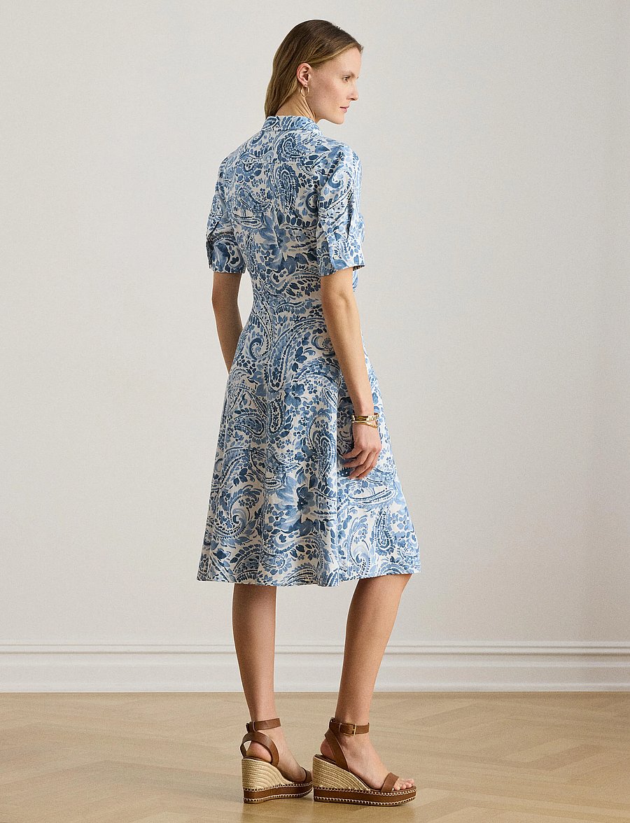 Lauren Ralph Lauren - CLASSIC LINEN-WVN-DRESSES - sommerkleider - white/blue - 5