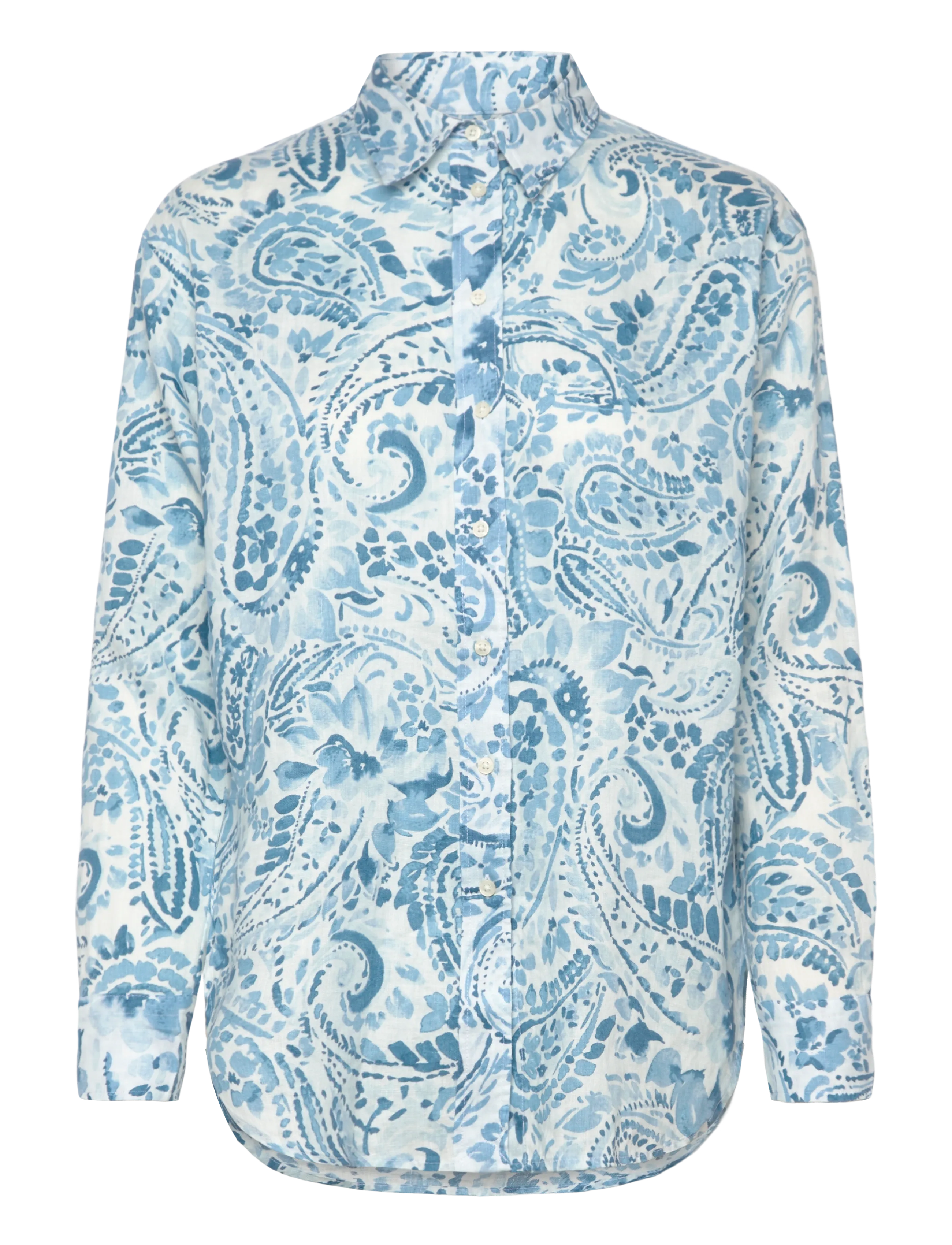 Lauren Ralph Lauren TISSUE LINEN-WVN-SHIRT - Bluser & Skjorter - WHITE/BLUE / blue