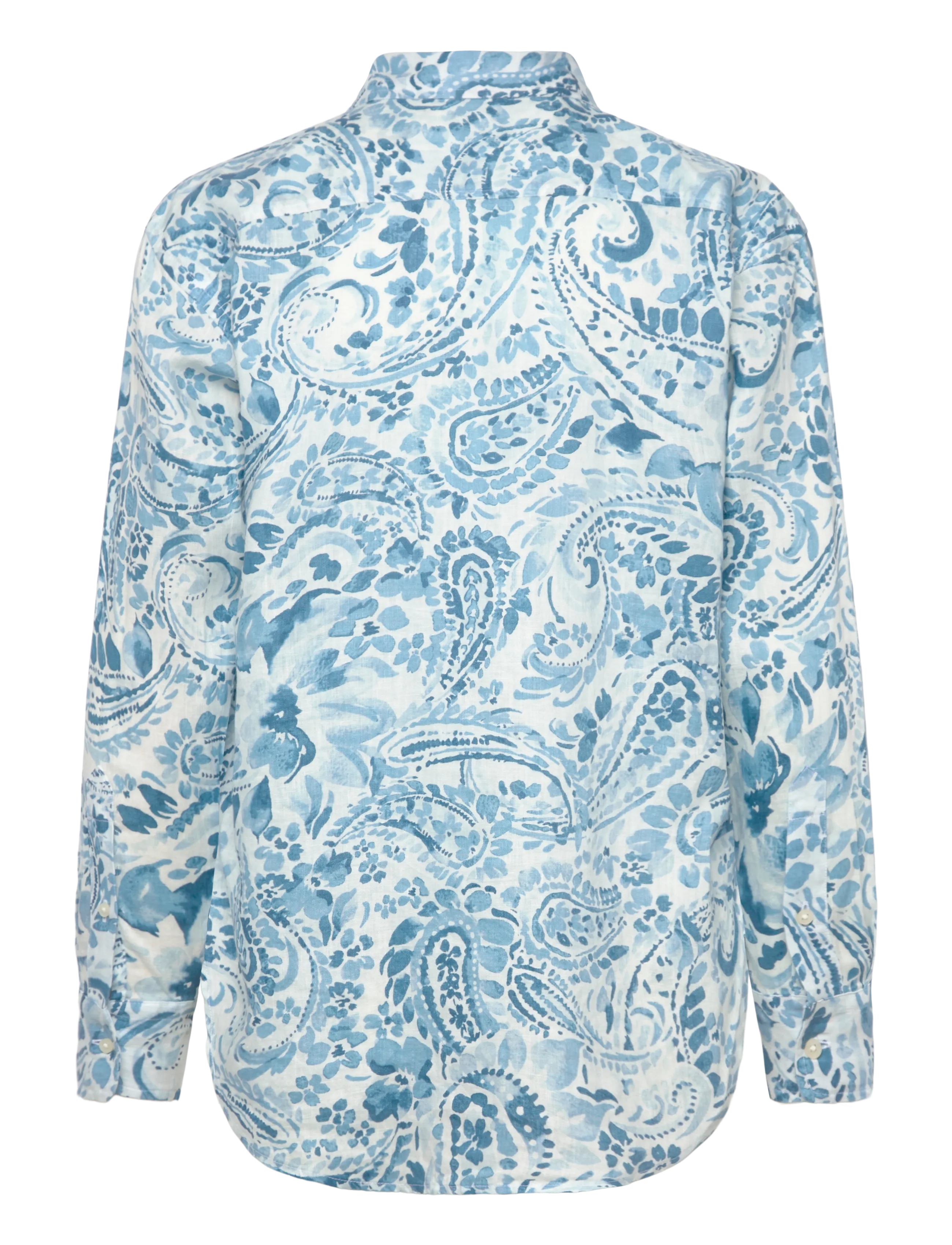 Lauren Ralph Lauren - TISSUE LINEN-WVN-SHIRT - chemises de lin - white/blue - 1