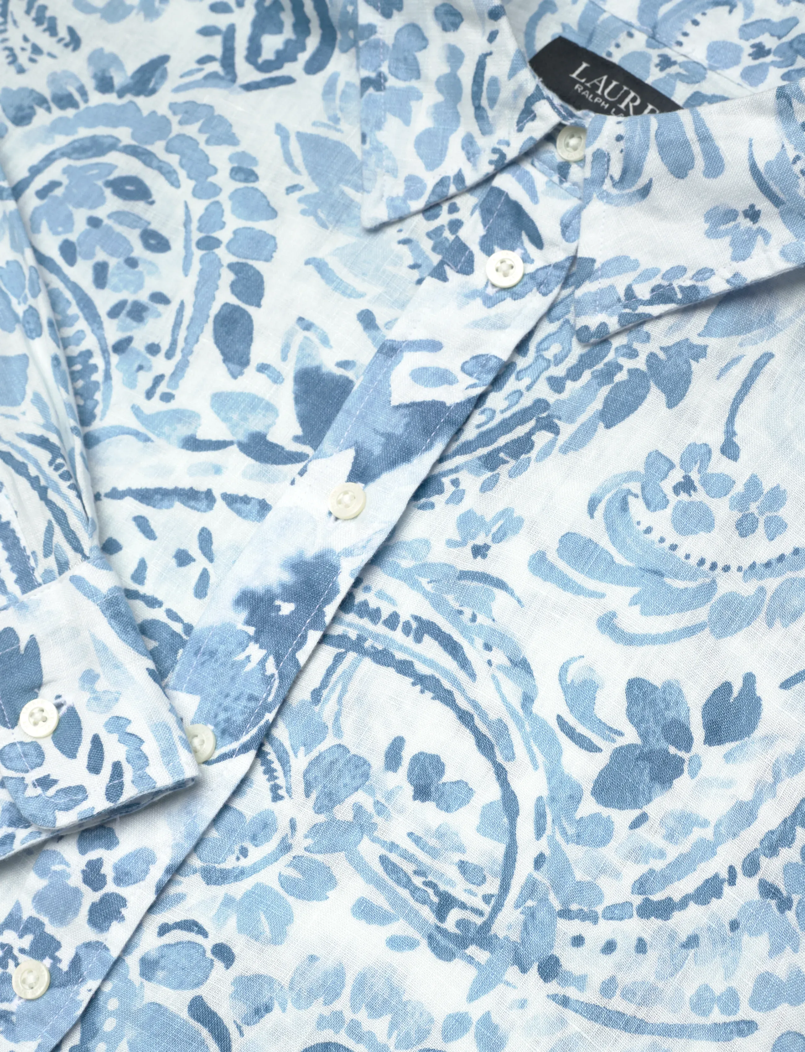 Lauren Ralph Lauren - TISSUE LINEN-WVN-SHIRT - chemises de lin - white/blue - 2