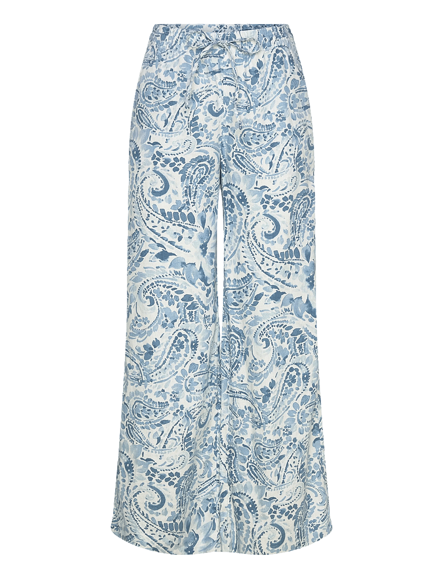 Lauren Ralph Lauren - CLASSIC LINEN-WVN-PANTS - linnebyxor - white/blue - 0