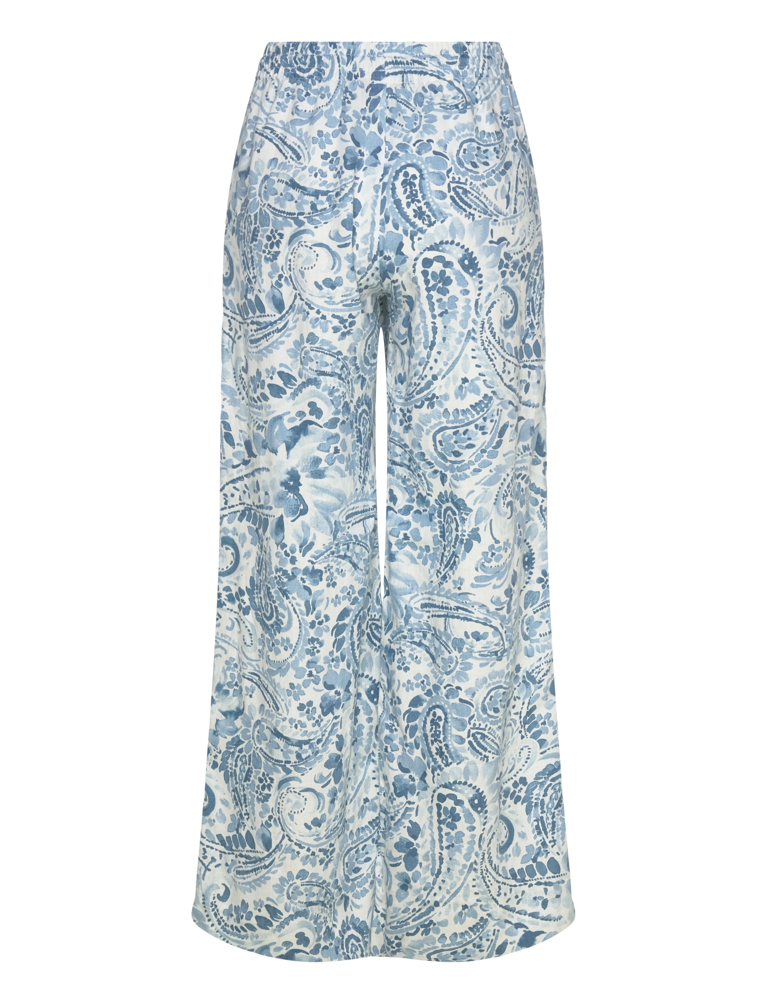 Lauren Ralph Lauren - CLASSIC LINEN-WVN-PANTS - hørbukser - white/blue - 1