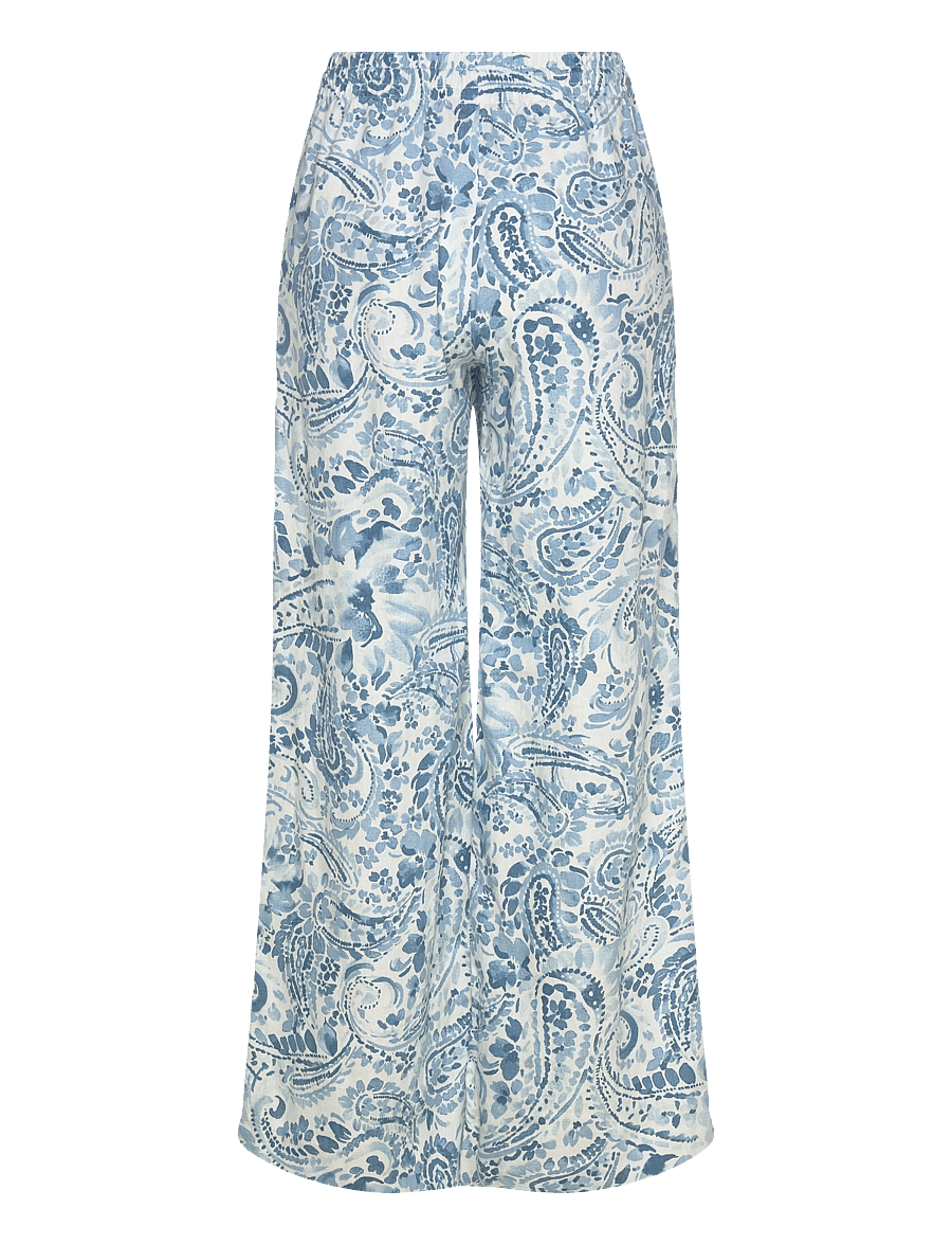 Lauren Ralph Lauren - CLASSIC LINEN-WVN-PANTS - linnebyxor - white/blue - 1