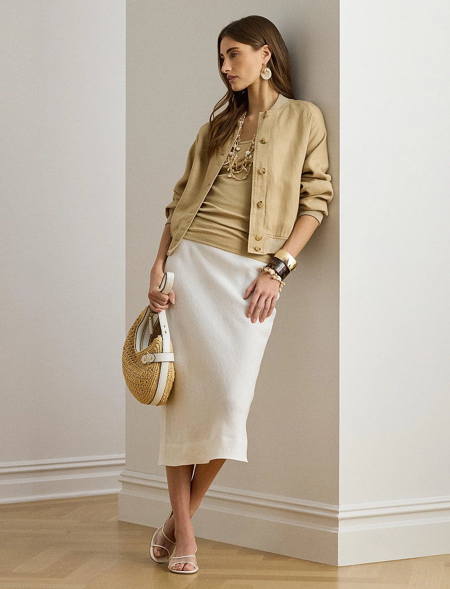 Lauren Ralph Lauren - CLASSIC LINEN-WVN-JACKET - lentejassen - birch tan - 0