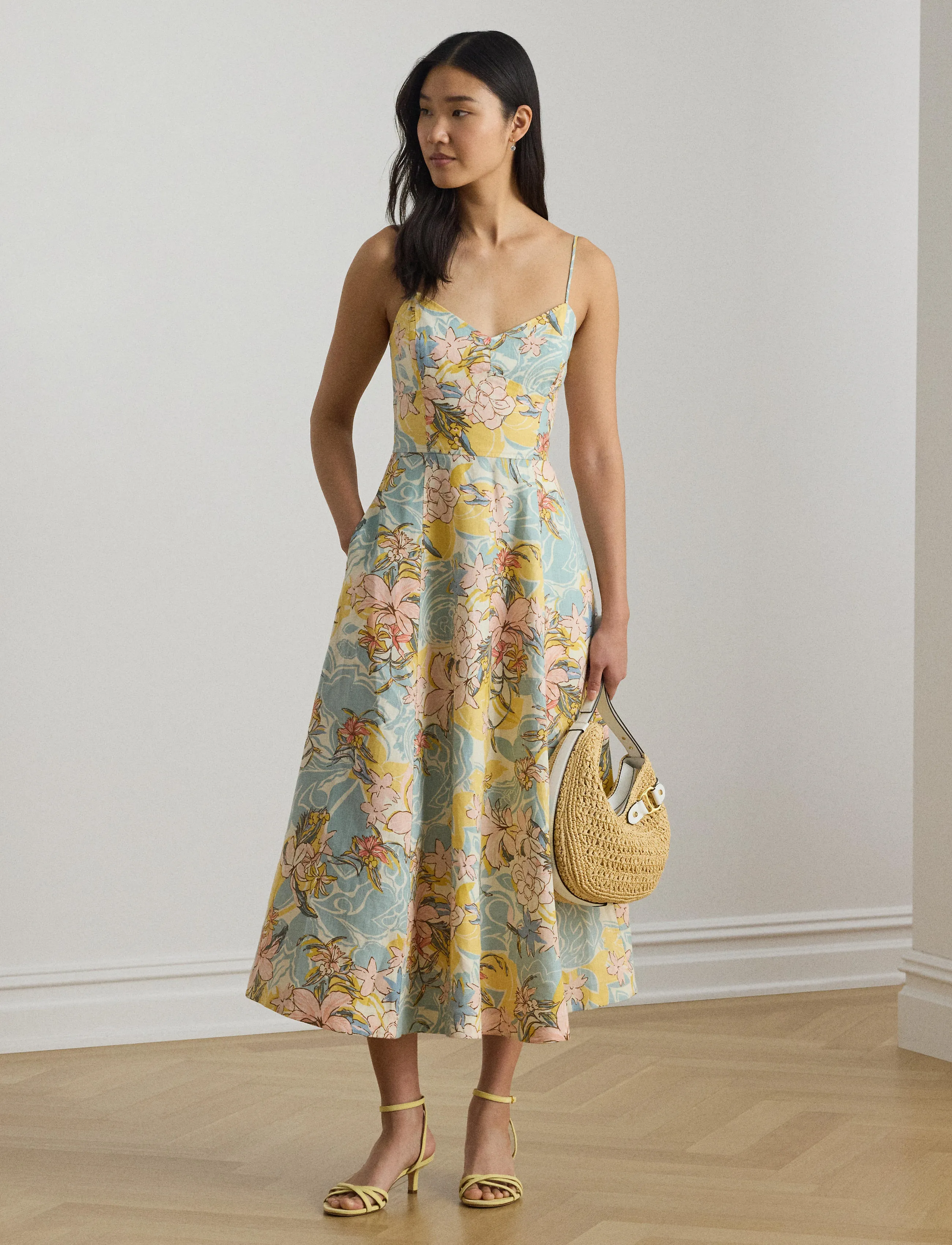 Lauren Ralph Lauren - CLASSIC LINEN-WVN-DRESSES - sommerkjoler - cream/blue multi - 3