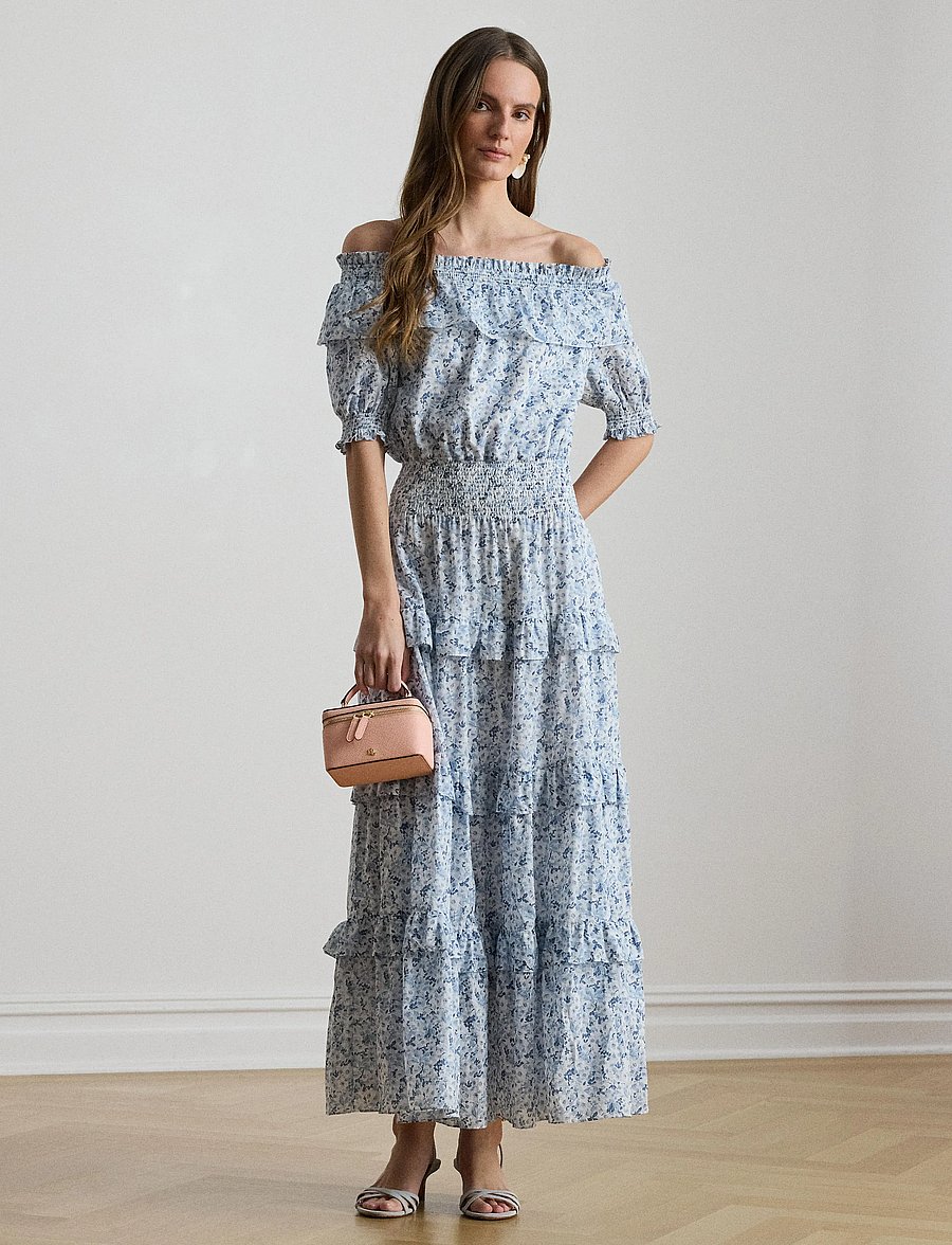 Lauren Ralph Lauren - 80S COTTON VOILE-WVN-DRESSES - summer dresses - white/blue - 3