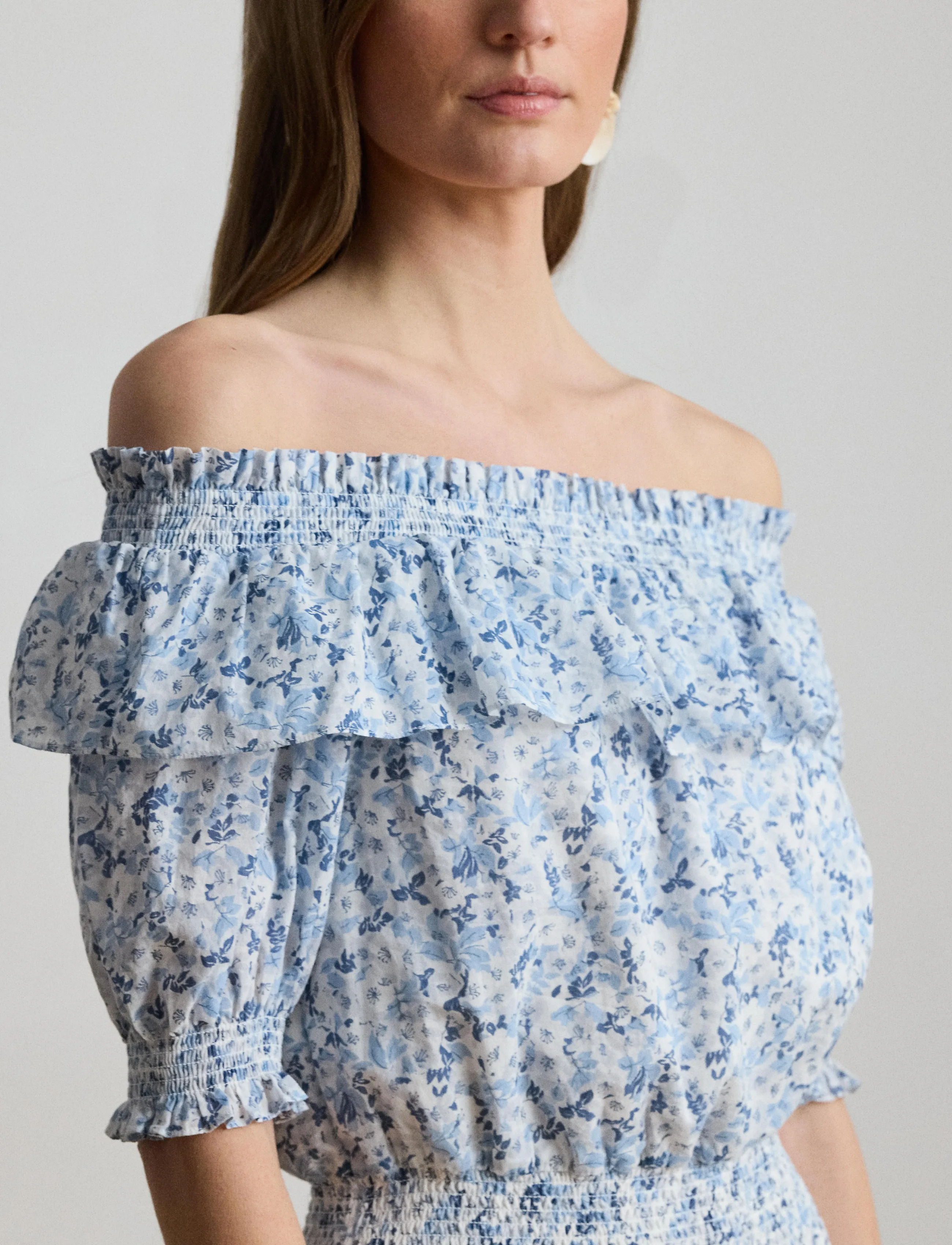 Lauren Ralph Lauren - 80S COTTON VOILE-WVN-DRESSES - robes d'été - white/blue - 4