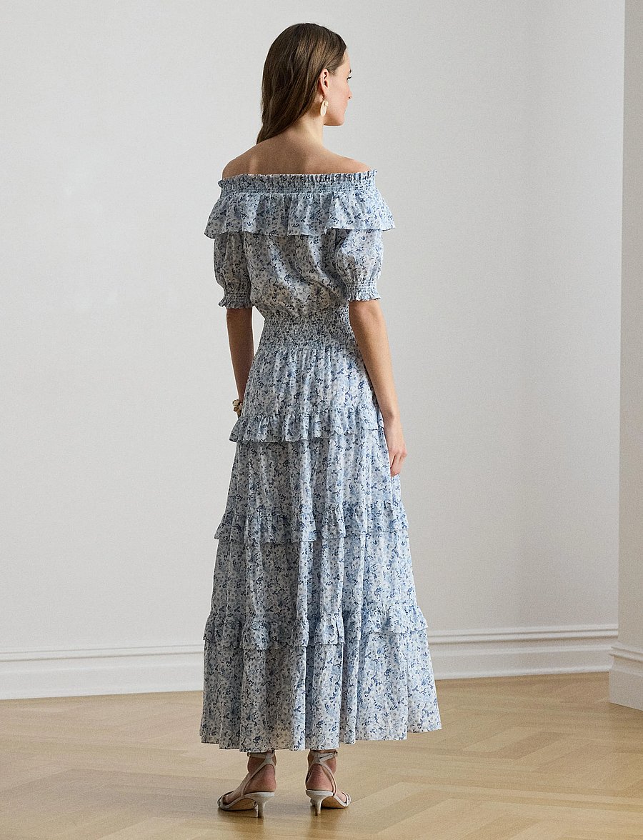 Lauren Ralph Lauren - 80S COTTON VOILE-WVN-DRESSES - summer dresses - white/blue - 5