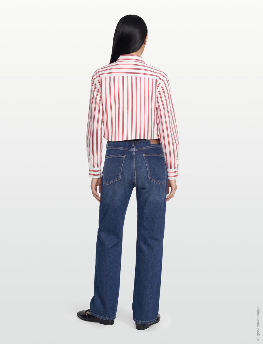 Lauren Ralph Lauren - High-Rise Straight Wide-Leg Jean - hosen mit weitem bein - maxen wash - 4