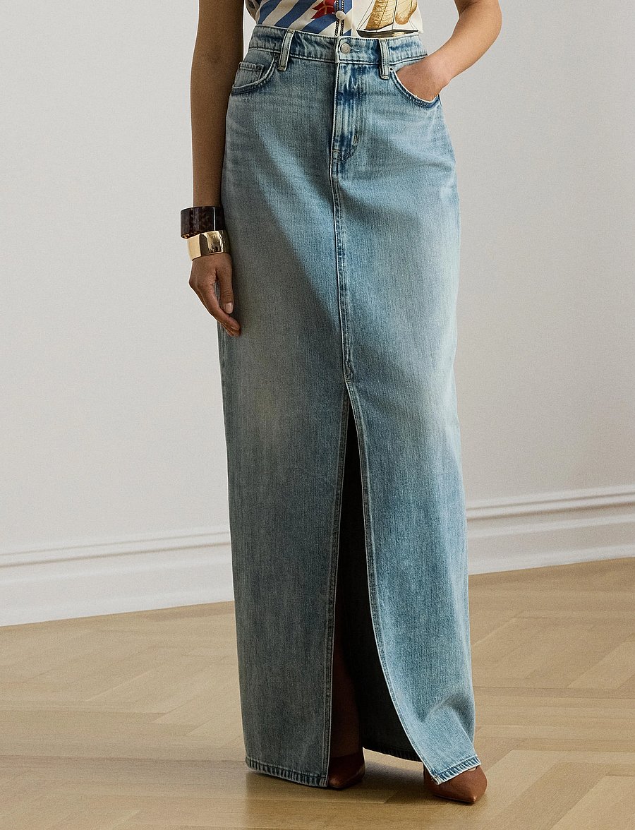 Lauren Ralph Lauren - Denim Maxiskirt - jeanskjolar - fawne wash - 0