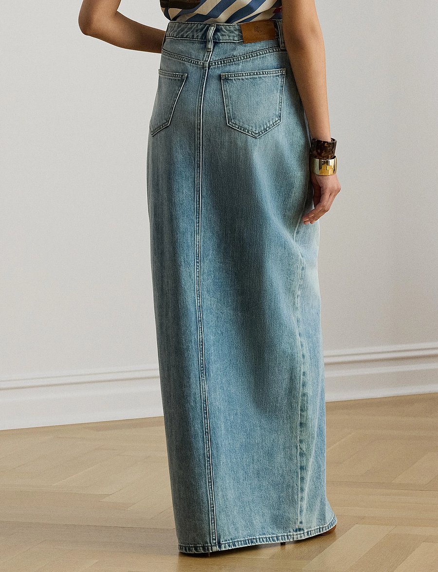Lauren Ralph Lauren - Denim Maxiskirt - jeanskjolar - fawne wash - 3