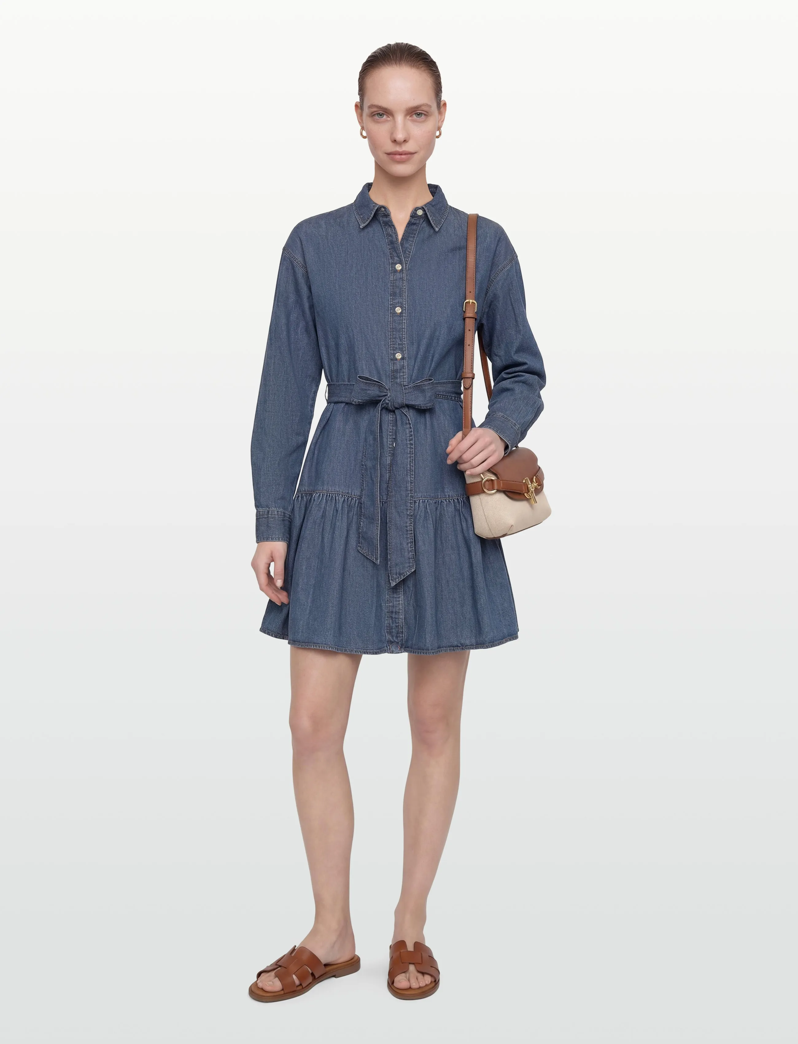 Lauren Ralph Lauren Belted Denim Tiered Shirtdress - Kleidung - GALVIN WASH / blue