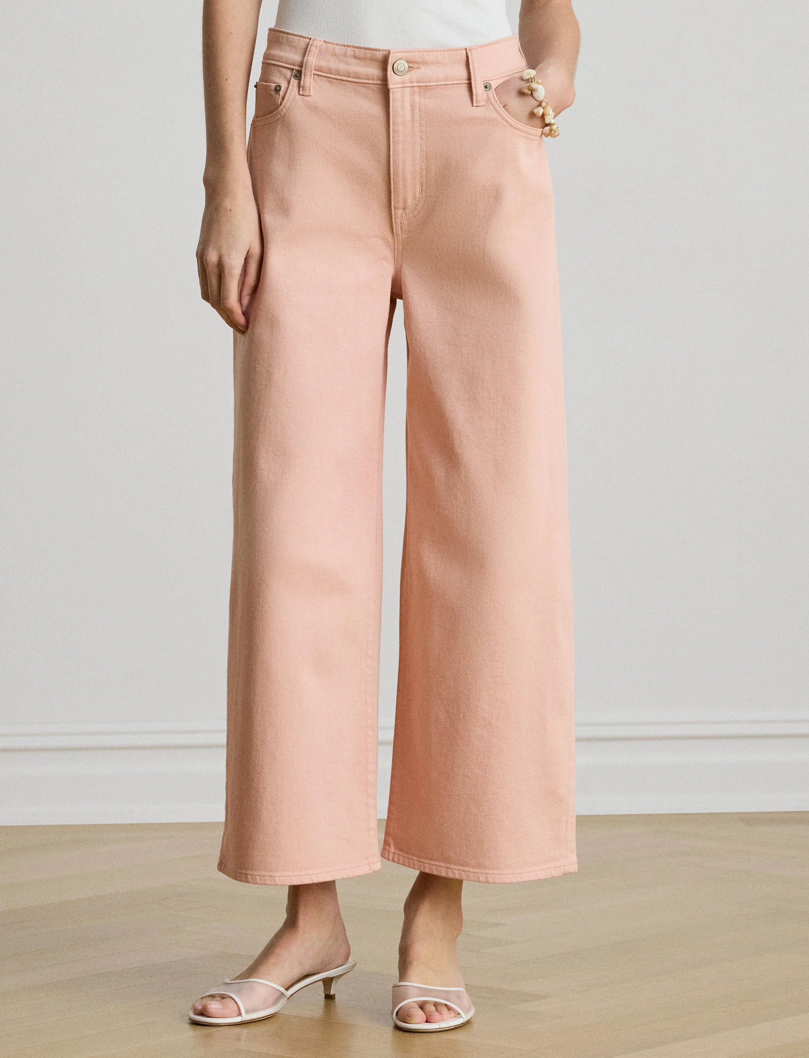 Lauren Ralph Lauren LOW STR DENIM-WVN-PANTS - Riided - PINK RHODONITE / pink/rose