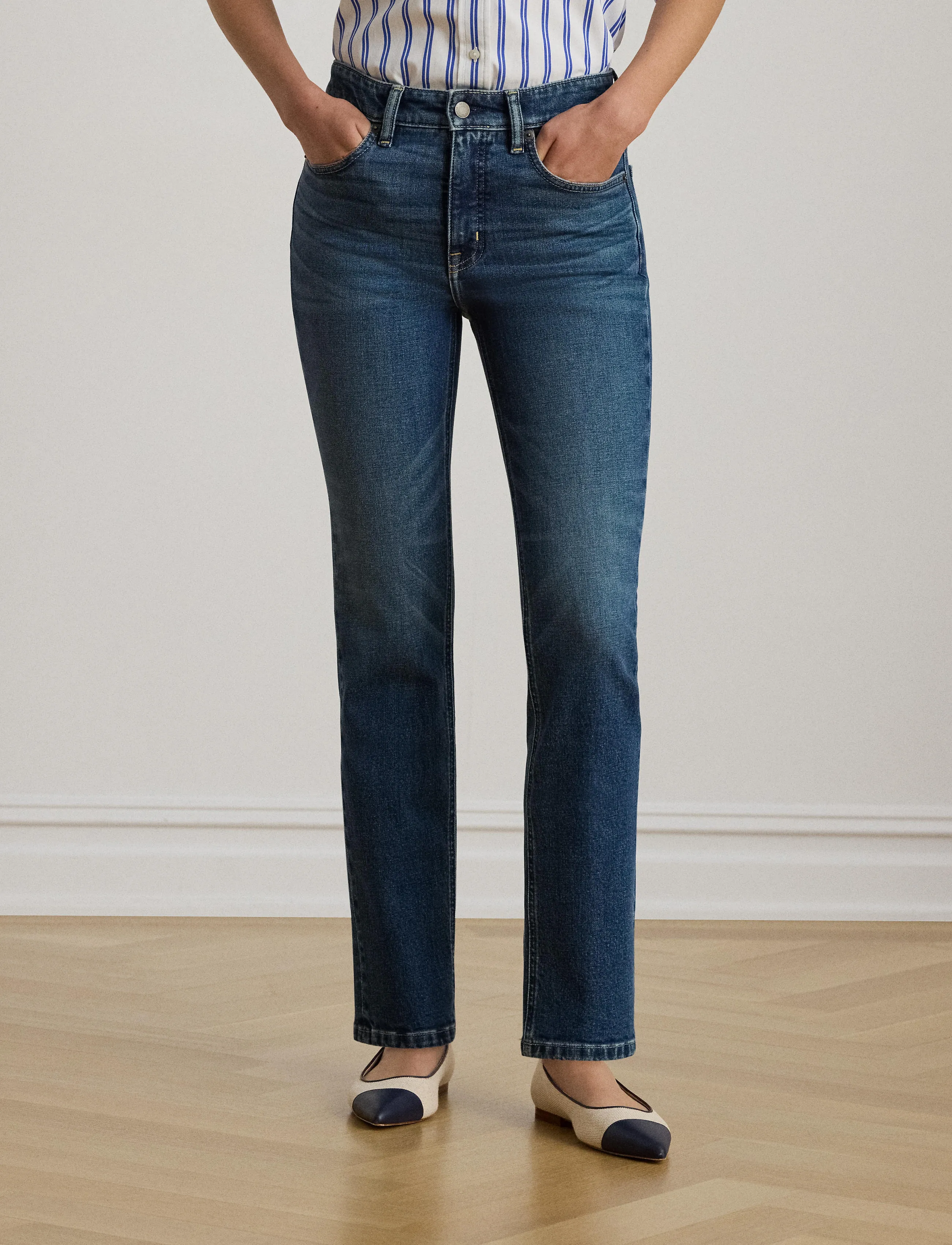 Lauren Ralph Lauren High-Rise Straight Ankle Jean, Kvinder, Højtaljede Lige Ankel Jeans, Blå, Str: 42