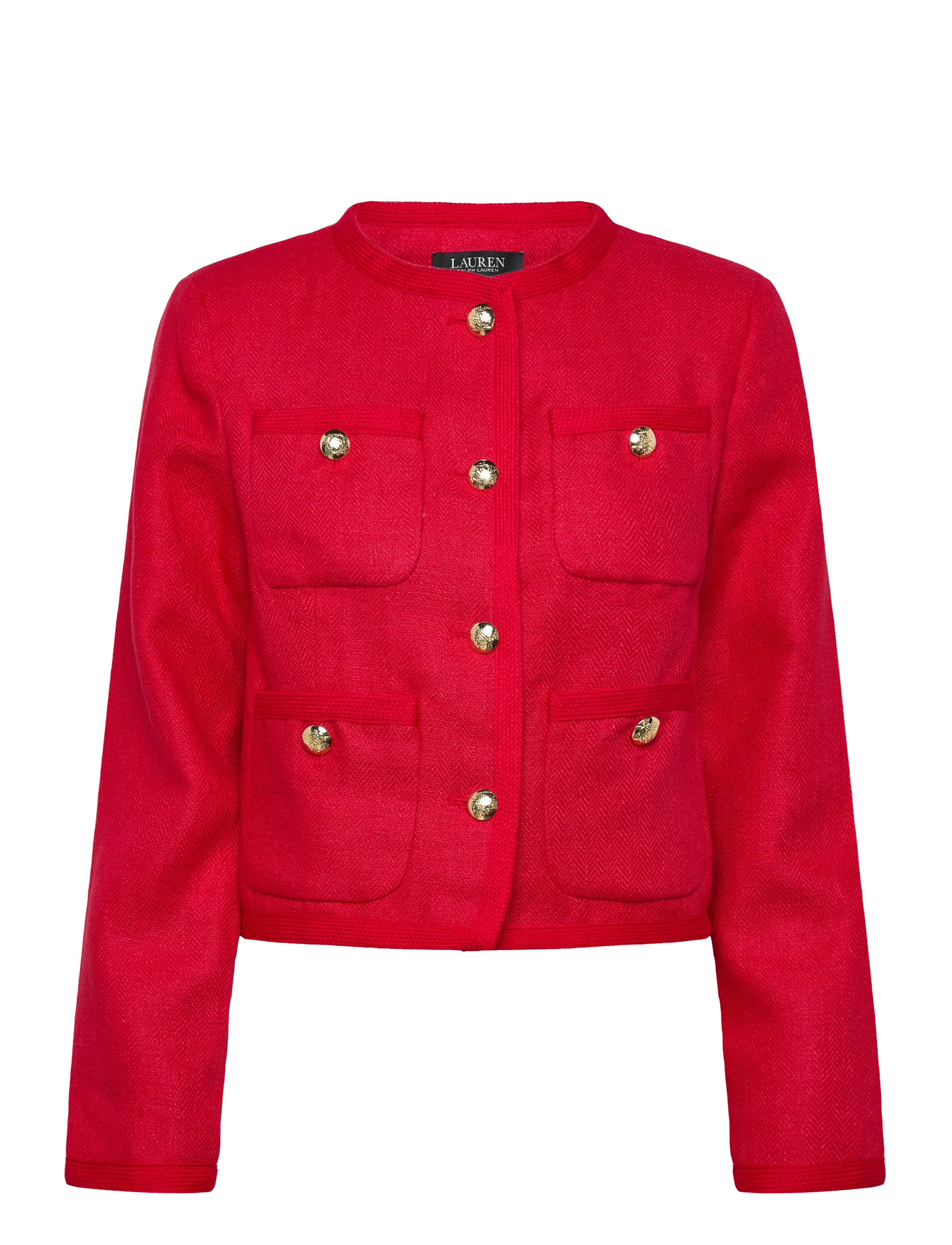 Lauren Ralph Lauren Linen Herringbone Cropped Jacket - Jackor - CRUISE RED / red