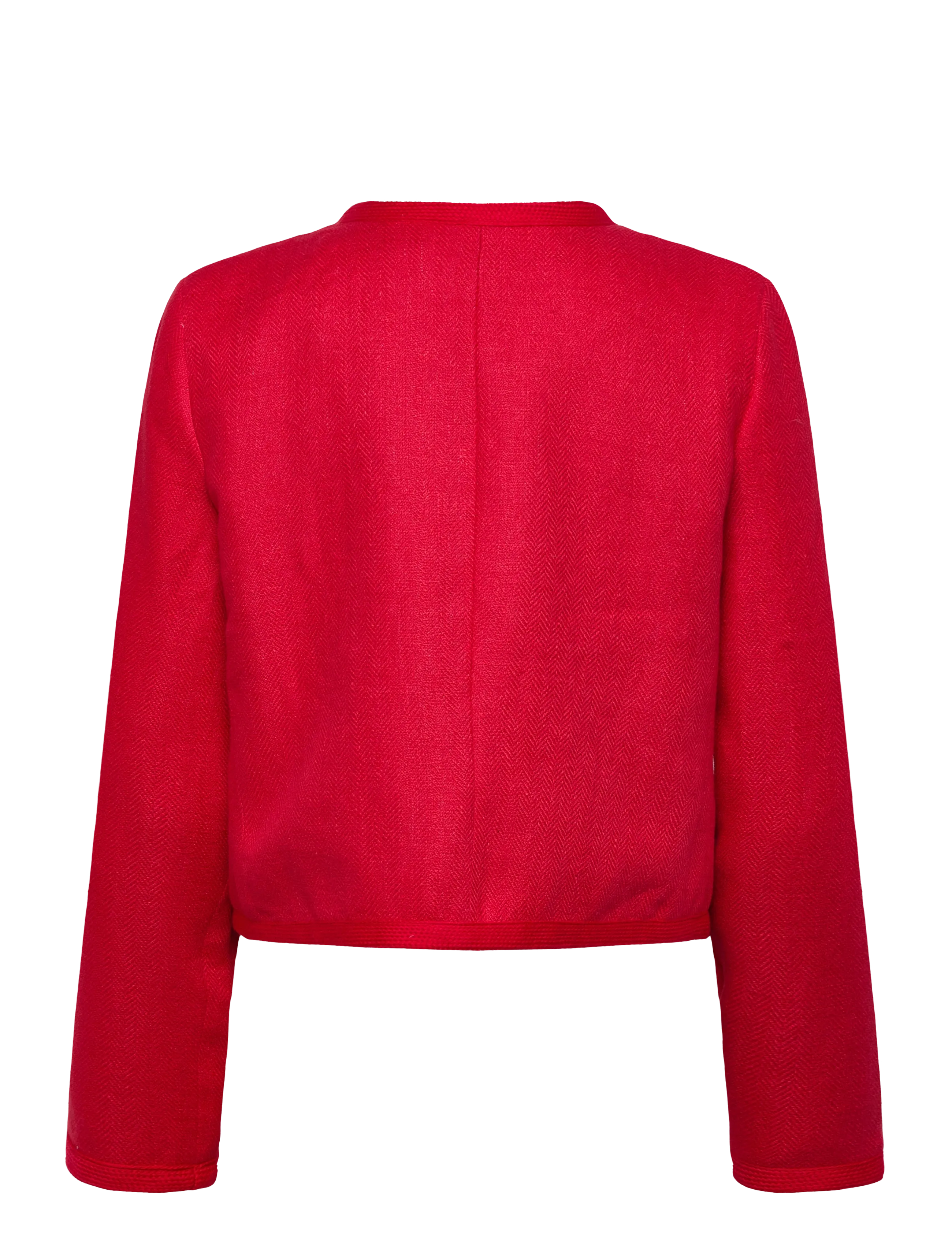 Lauren Ralph Lauren - Linen Herringbone Cropped Jacket - spring jackets - cruise red - 2