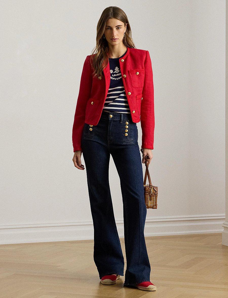 Lauren Ralph Lauren - Linen Herringbone Cropped Jacket - léttir jakkar - cruise red - 5