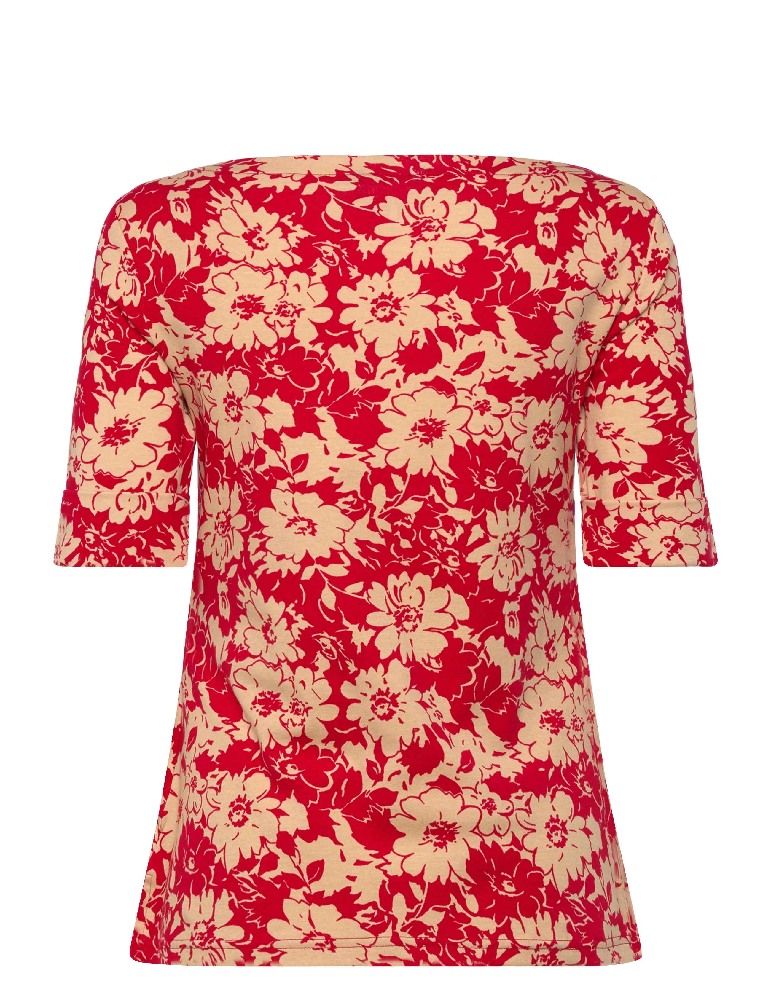 Lauren Ralph Lauren - REFINED STR 1X1 RIB-KNT-T-SHIRT - stuttermarbolir - red/tan - 1