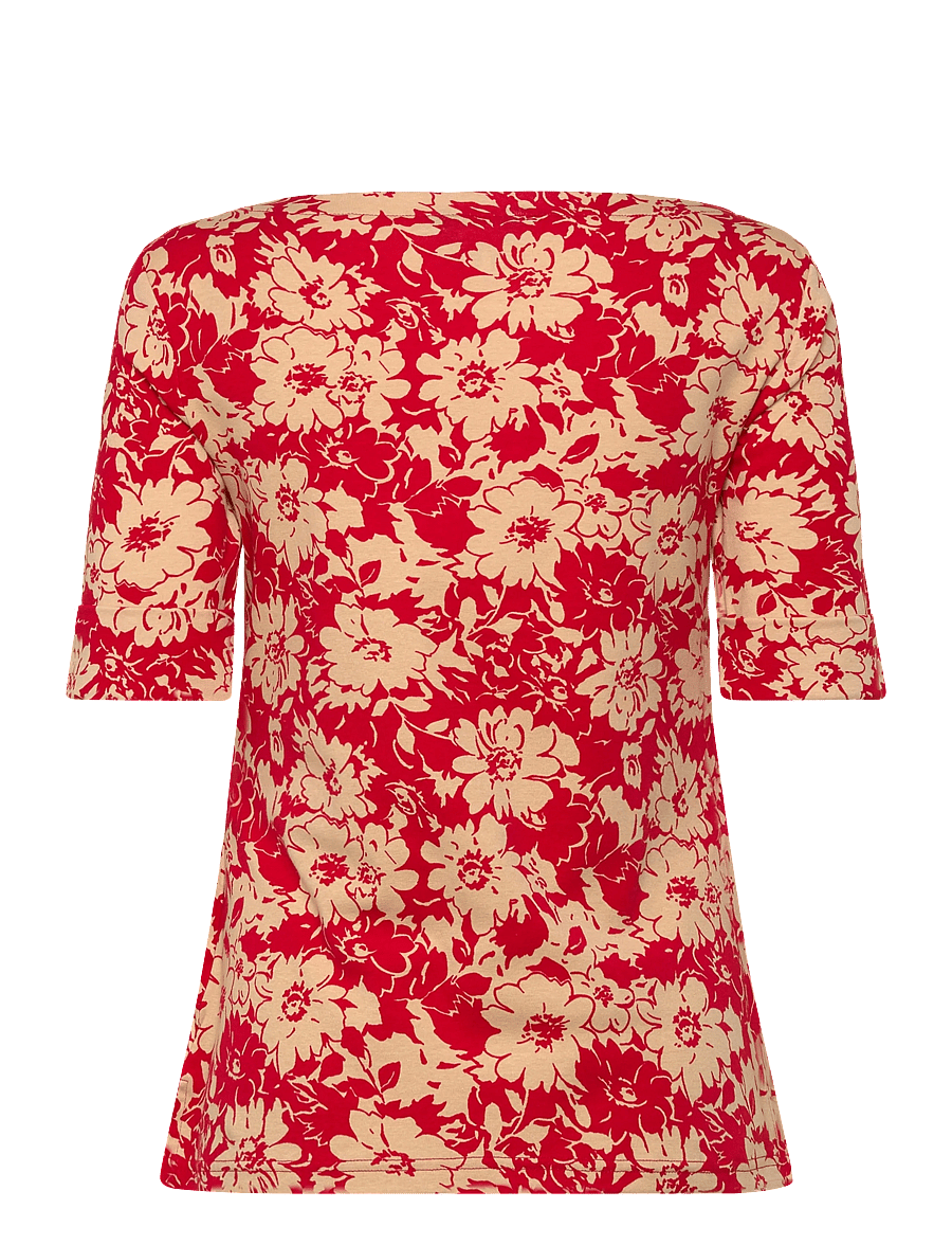 Lauren Ralph Lauren - REFINED STR 1X1 RIB-KNT-T-SHIRT - t-shirts - red/tan - 1