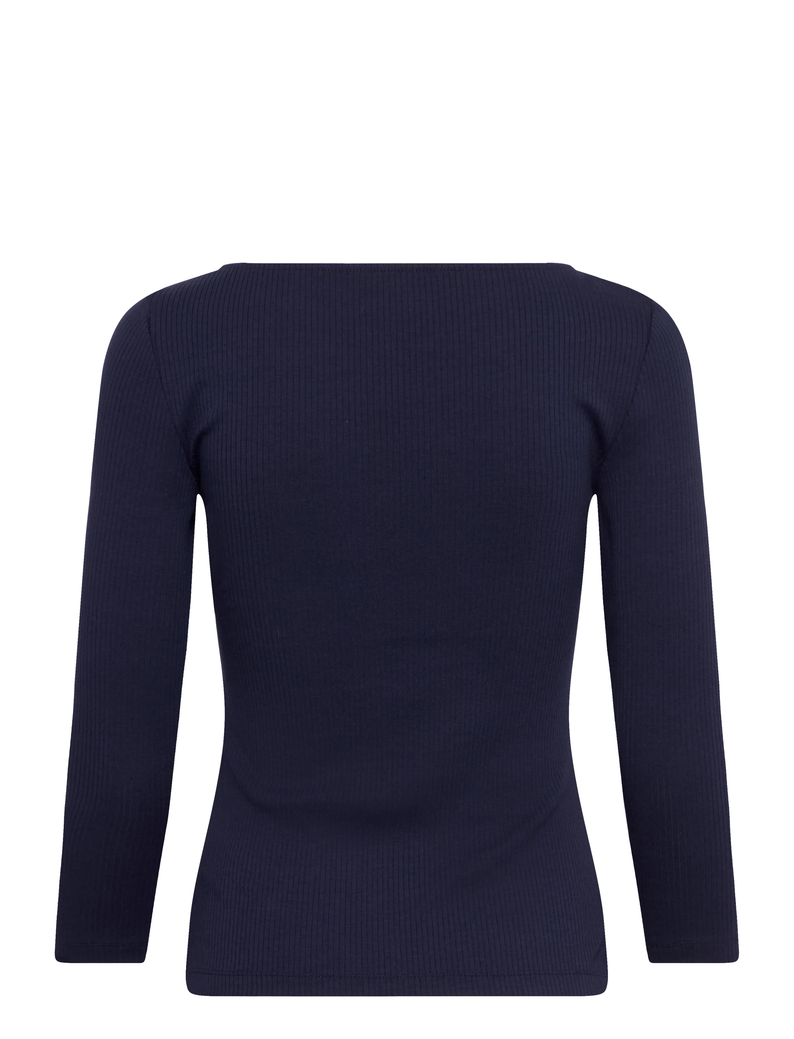 Lauren Ralph Lauren - Rib-Knit Cotton-Blend Boatneck Tee - langärmelige blusen - refined navy - 1