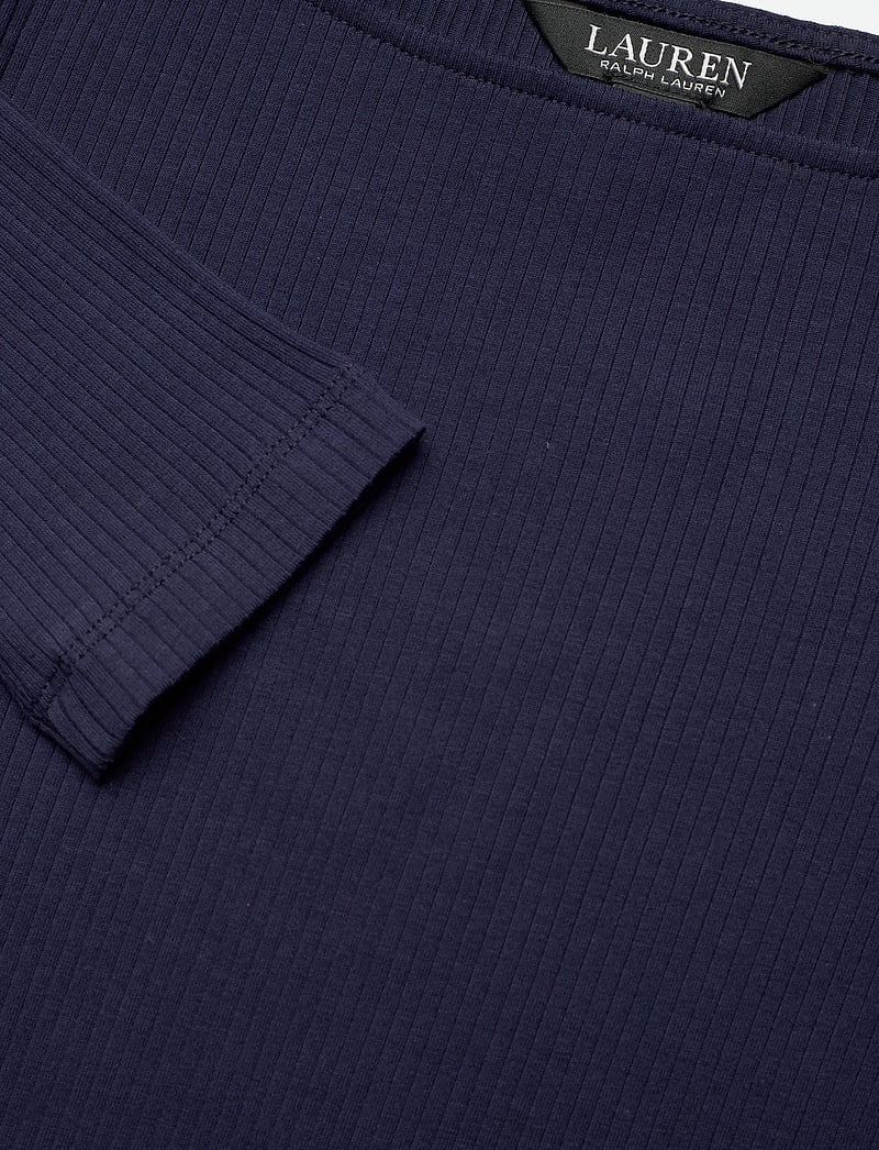 Lauren Ralph Lauren - Rib-Knit Cotton-Blend Boatneck Tee - pikkade varrukatega pluusid - refined navy - 2