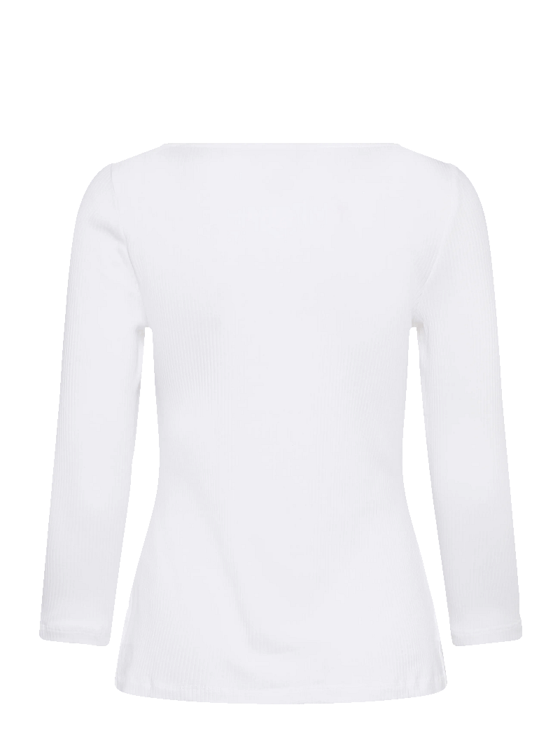 Lauren Ralph Lauren - Rib-Knit Cotton-Blend Boatneck Tee - long sleeved blouses - white - 1