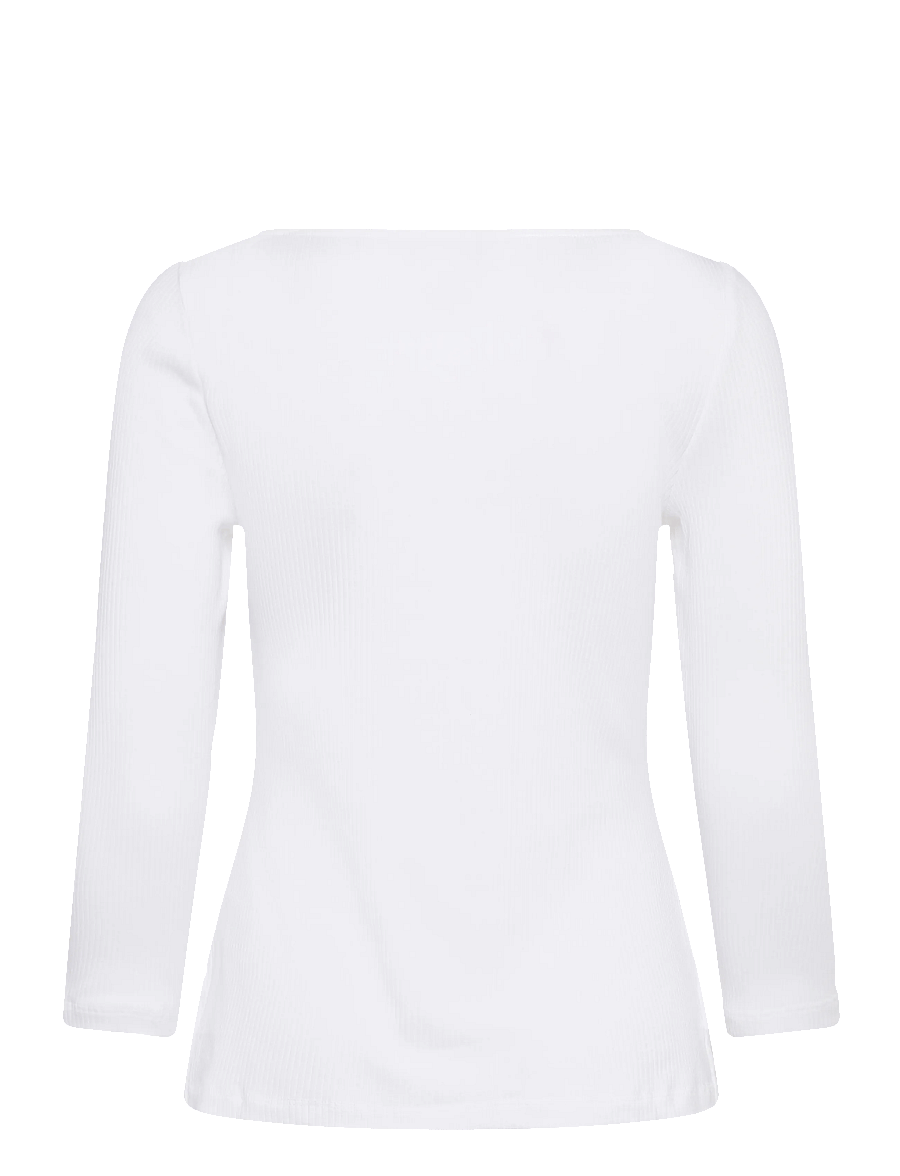Lauren Ralph Lauren - Rib-Knit Cotton-Blend Boatneck Tee - langærmede bluser - white - 1