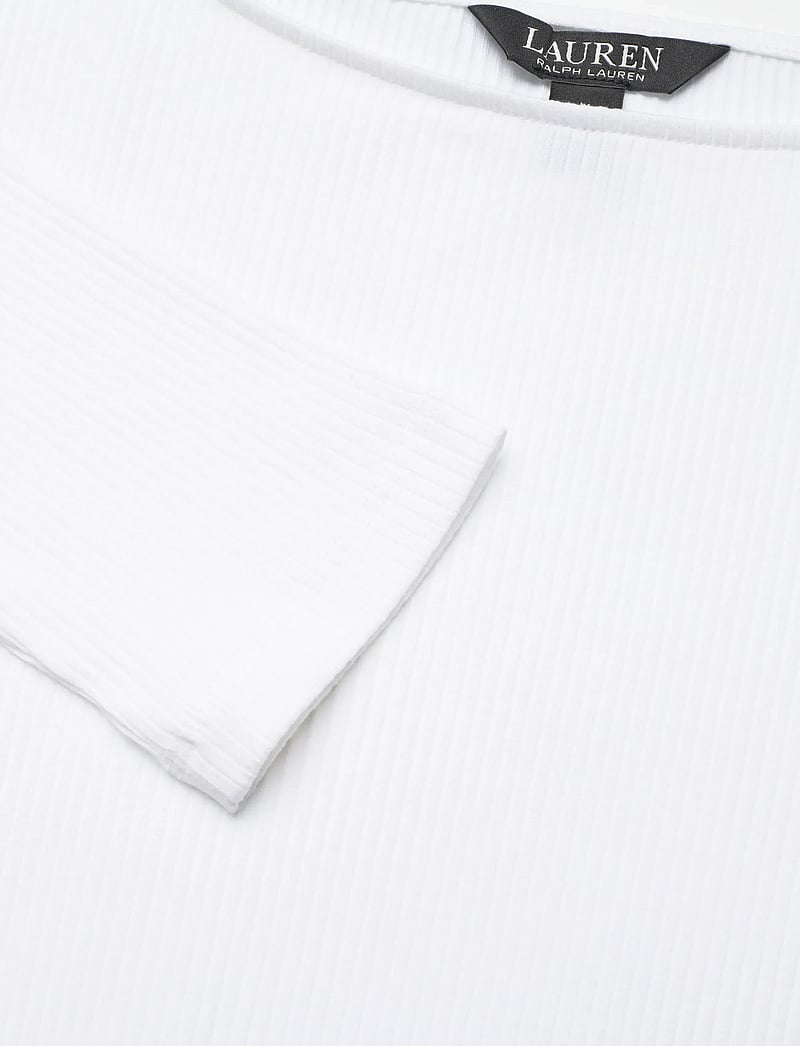 Lauren Ralph Lauren - Rib-Knit Cotton-Blend Boatneck Tee - long sleeved blouses - white - 2