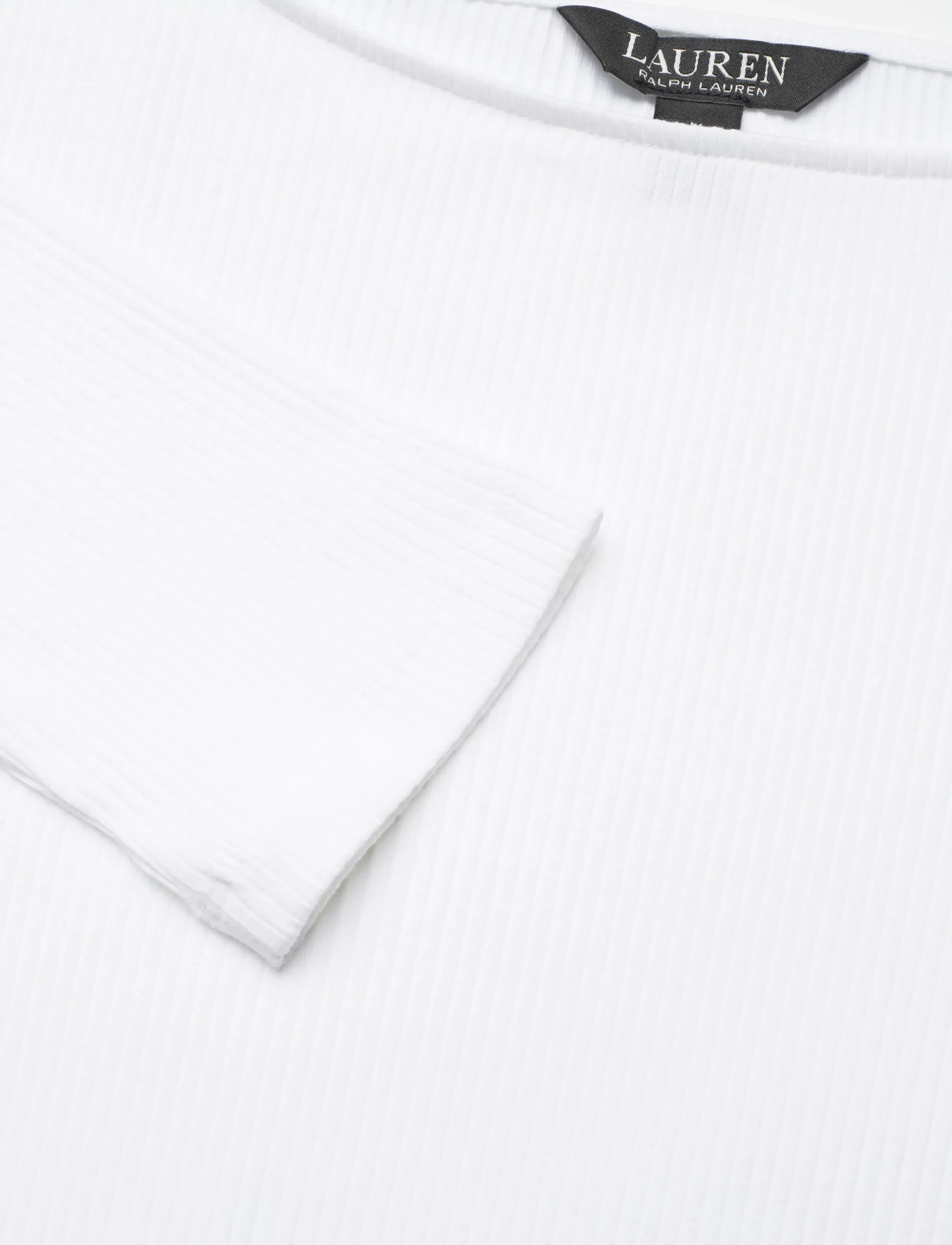 Lauren Ralph Lauren - Rib-Knit Cotton-Blend Boatneck Tee - langærmede bluser - white - 2