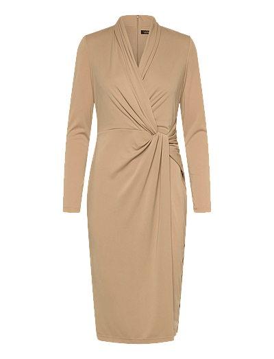 Lauren Ralph Lauren STR MATTE JERSEY-R-KNT-DRESSES - Hõlmikkleidid - BIRCH TAN / beige