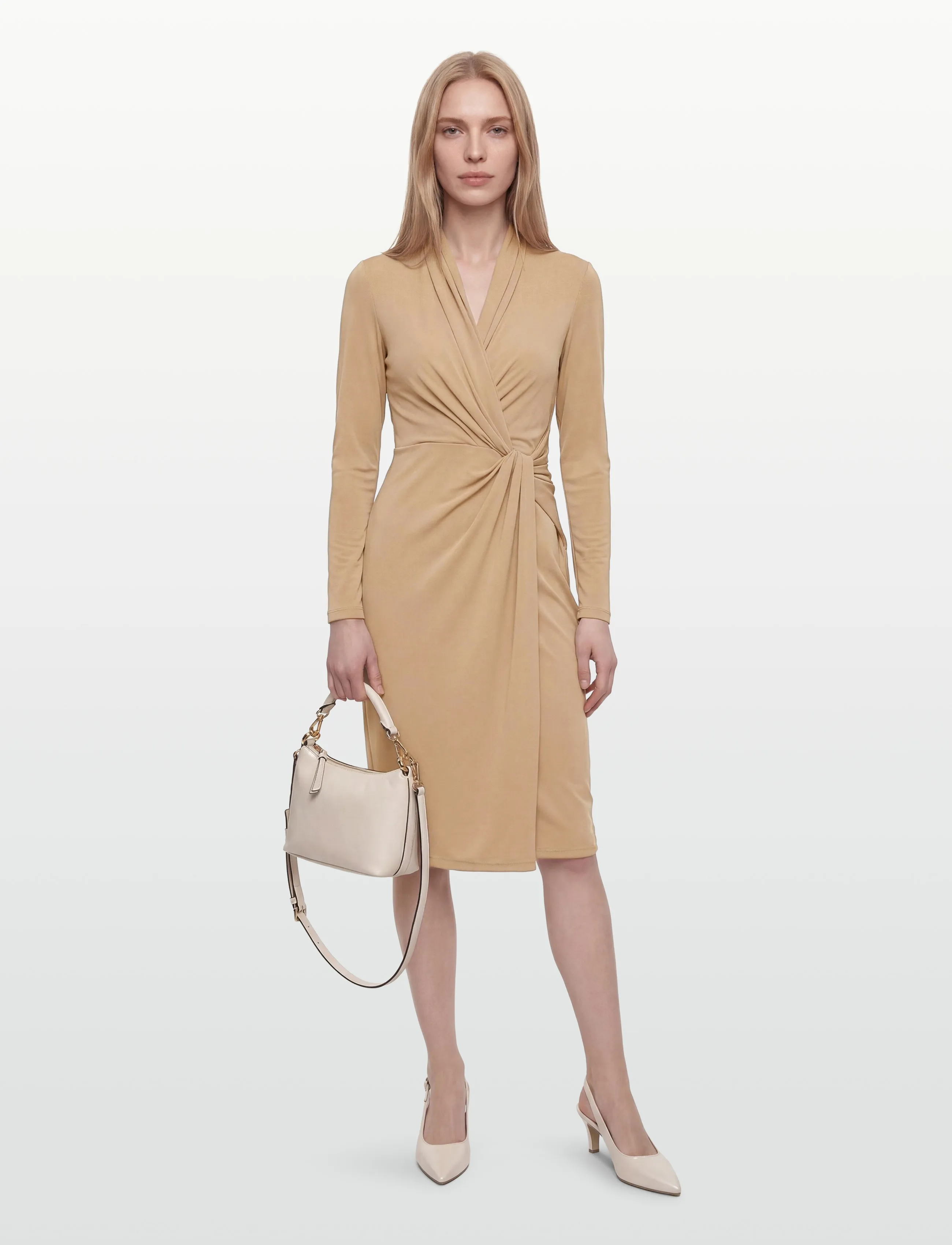 Lauren Ralph Lauren STR MATTE JERSEY-R-KNT-DRESSES - Midikleider - BIRCH TAN / beige