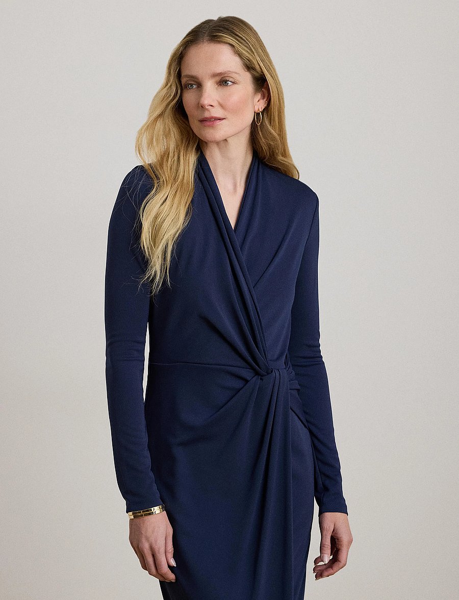 Lauren Ralph Lauren - STR MATTE JERSEY-R-KNT-DRESSES - wickelkleider - refined navy - 0