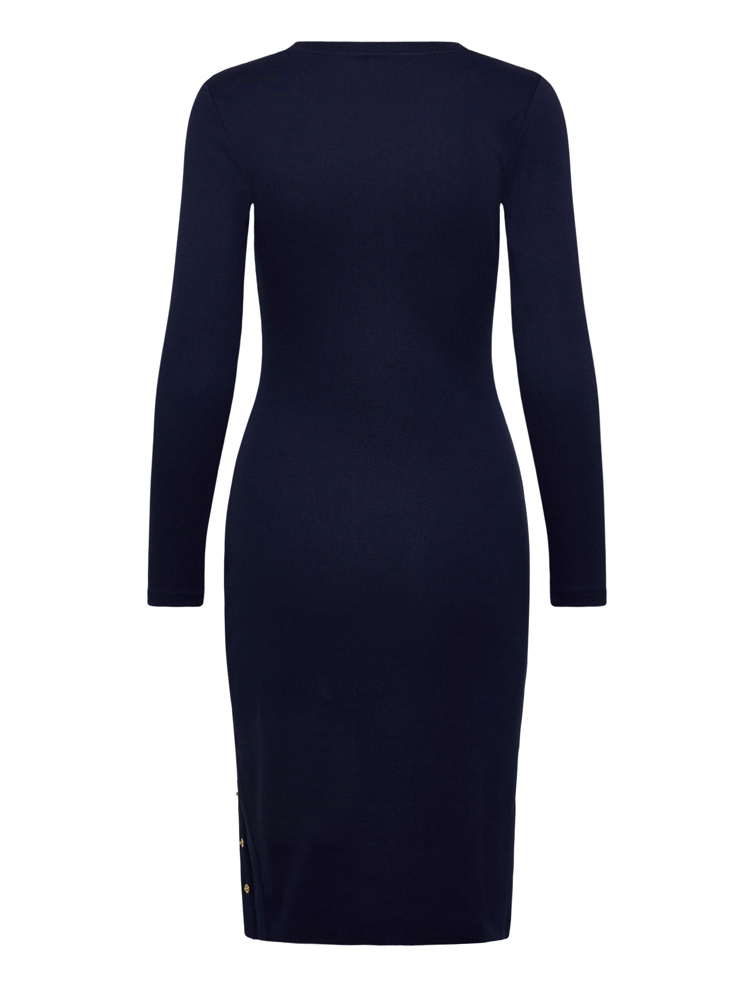 Lauren Ralph Lauren - Button-Trim Ribbed Cotton-Blend Dress - kootud kleidid - refined navy - 2