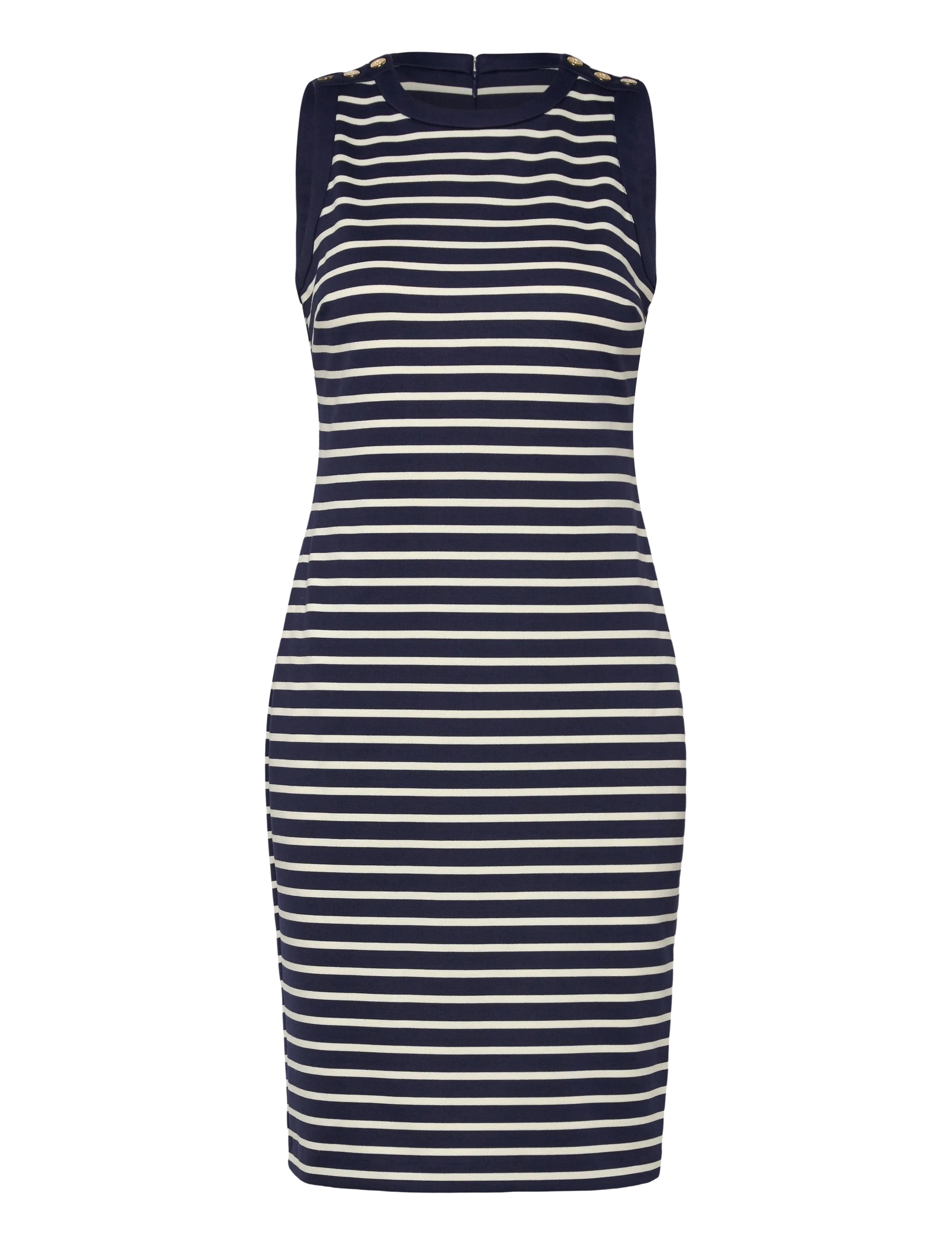 Lauren Ralph Lauren - YD STRIPED PONTE-KNT-DRESSES - sommerkjoler - refined navy/masc - 1