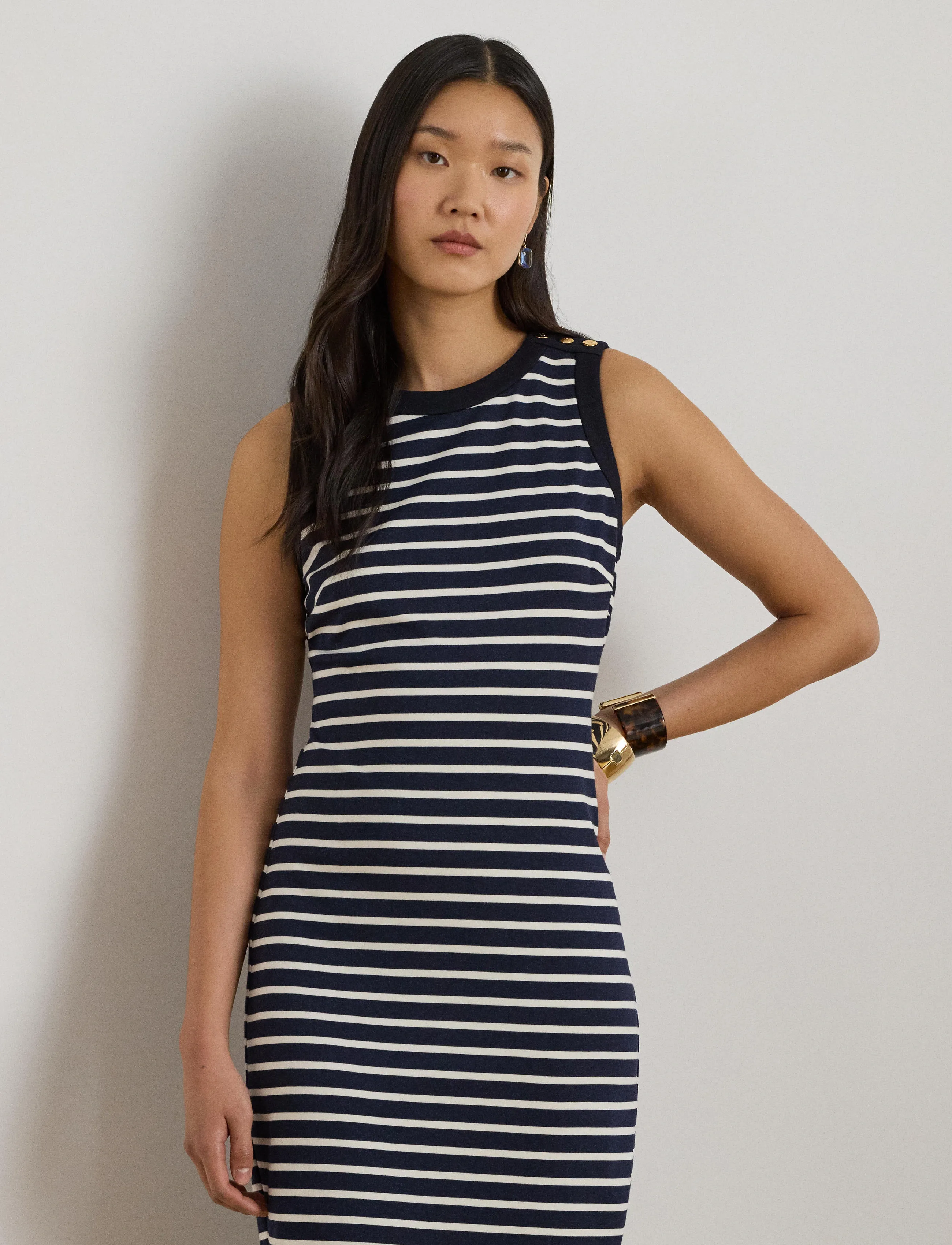 Lauren Ralph Yd Striped Ponte-Knt-Dresses, 36, Dresses, Marineblau - Knee-length & Midi, Frauen