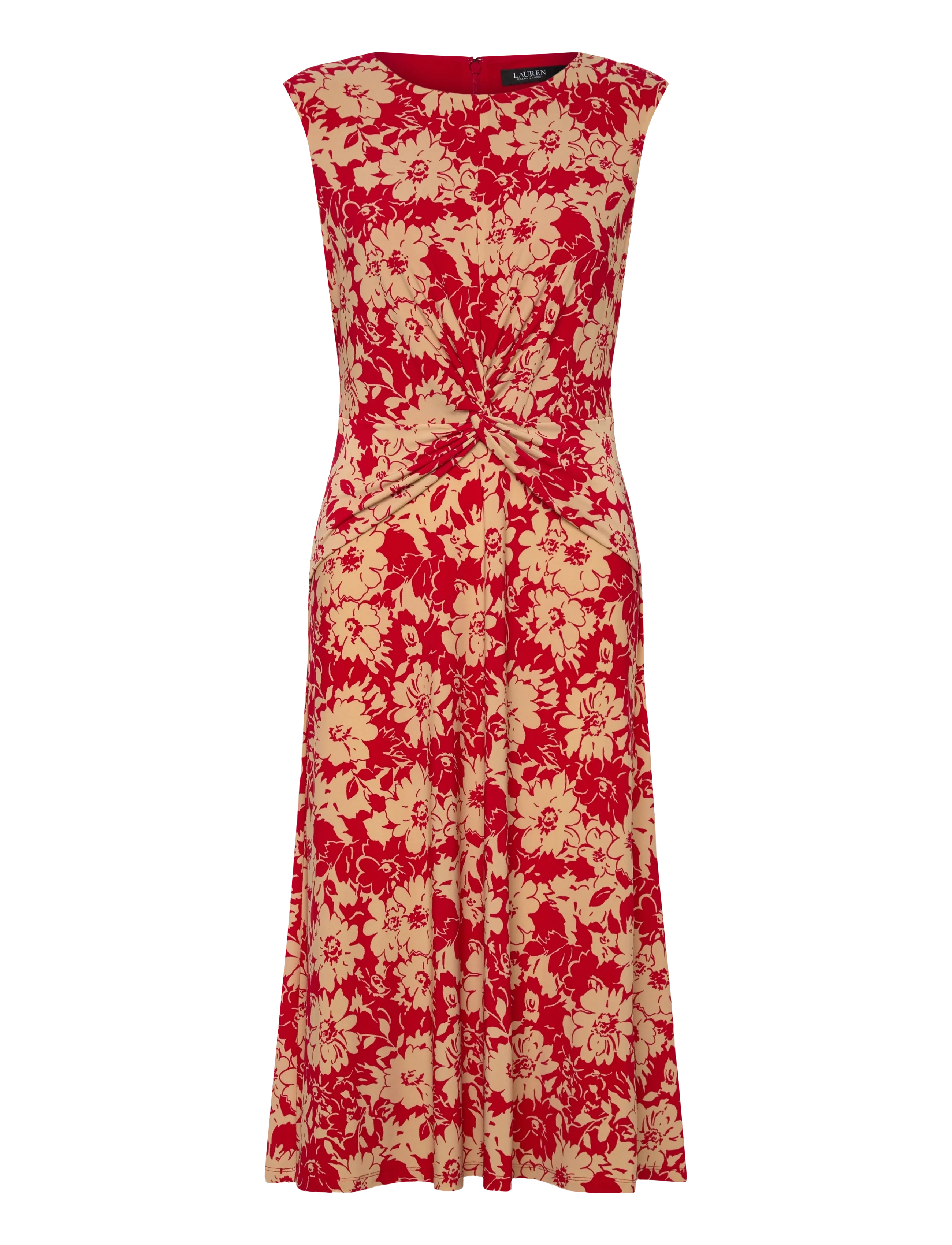 Lauren Ralph Lauren - Floral Twist-Front Stretch Jersey Dress - sumarkjólar - red/tan - 1