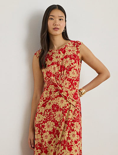 Floral Twist-Front Stretch Jersey Dress - Midi Kjoler
