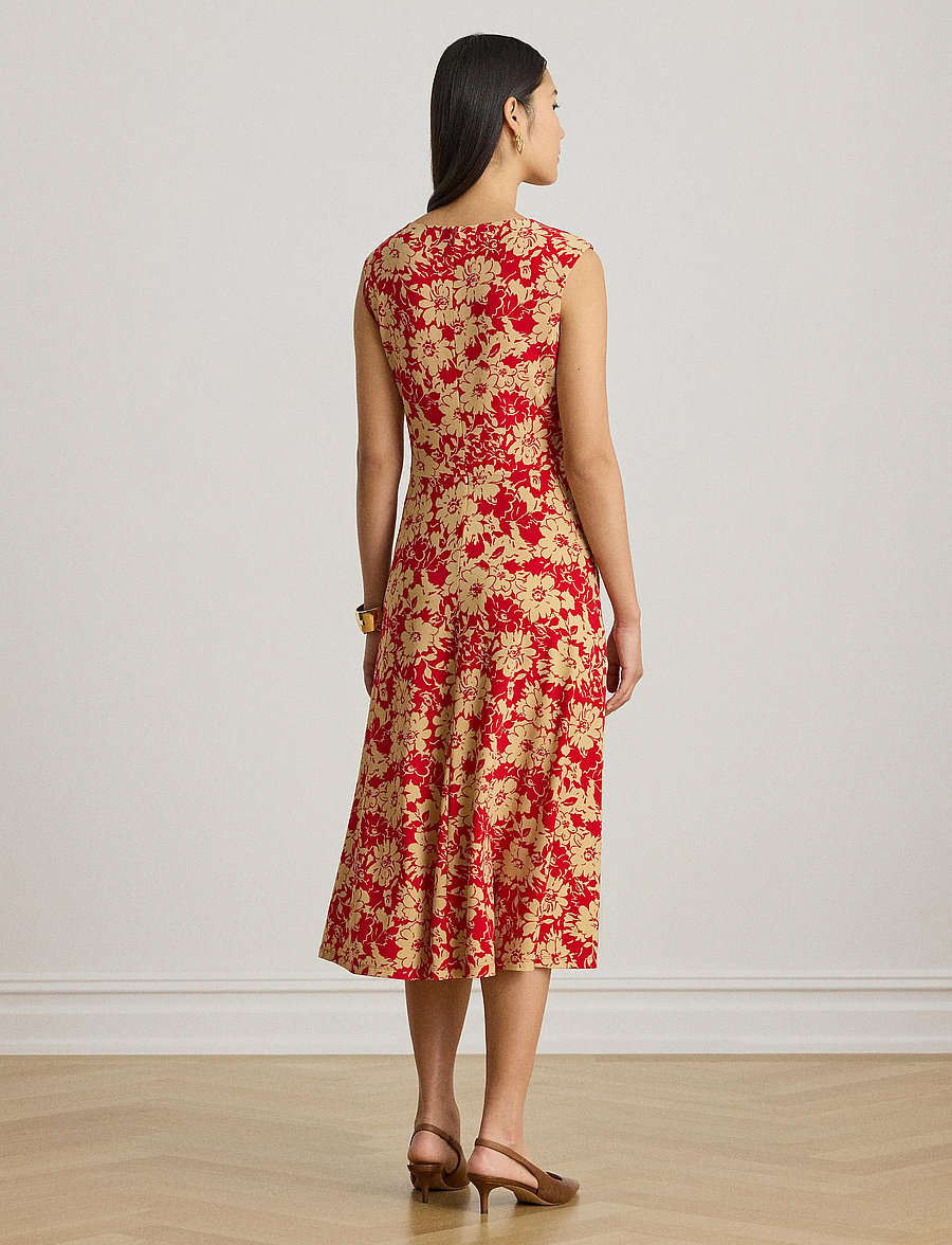 lauren ralph lauren floral ruched jersey dress Lauren Ralph Lauren Dress Womens Petite XS Navy Floral Wrap Midi Jersey Ruched