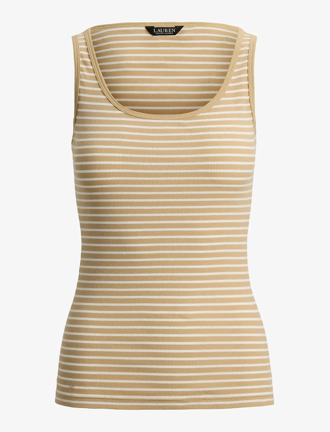 Lauren Ralph Lauren - RFND STRTCH 2X2 RIB-KNT-PULLOVER - tanktops - birch tan/white - 1