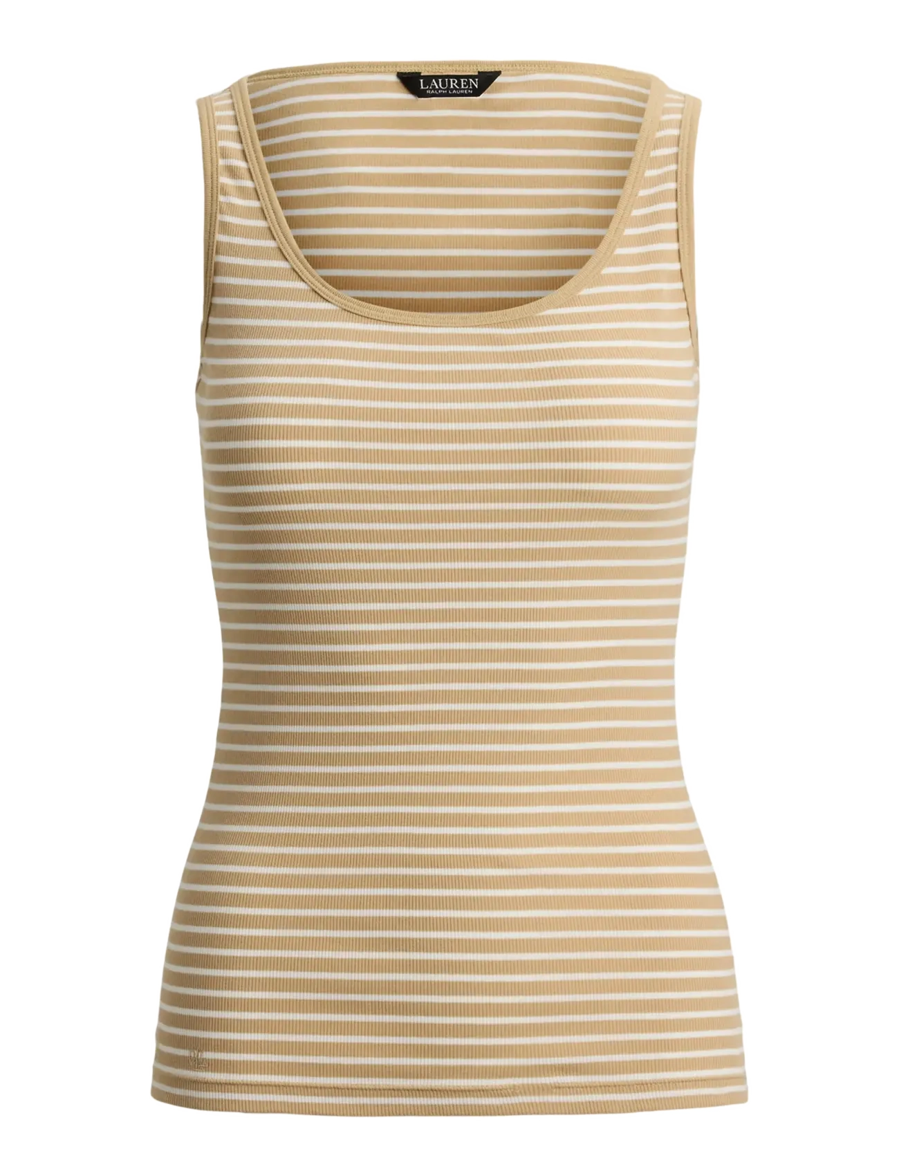 Lauren Ralph Lauren RFND STRTCH 2X2 RIB-KNT-PULLOVER - Kampagne - BIRCH TAN/WHITE / beige