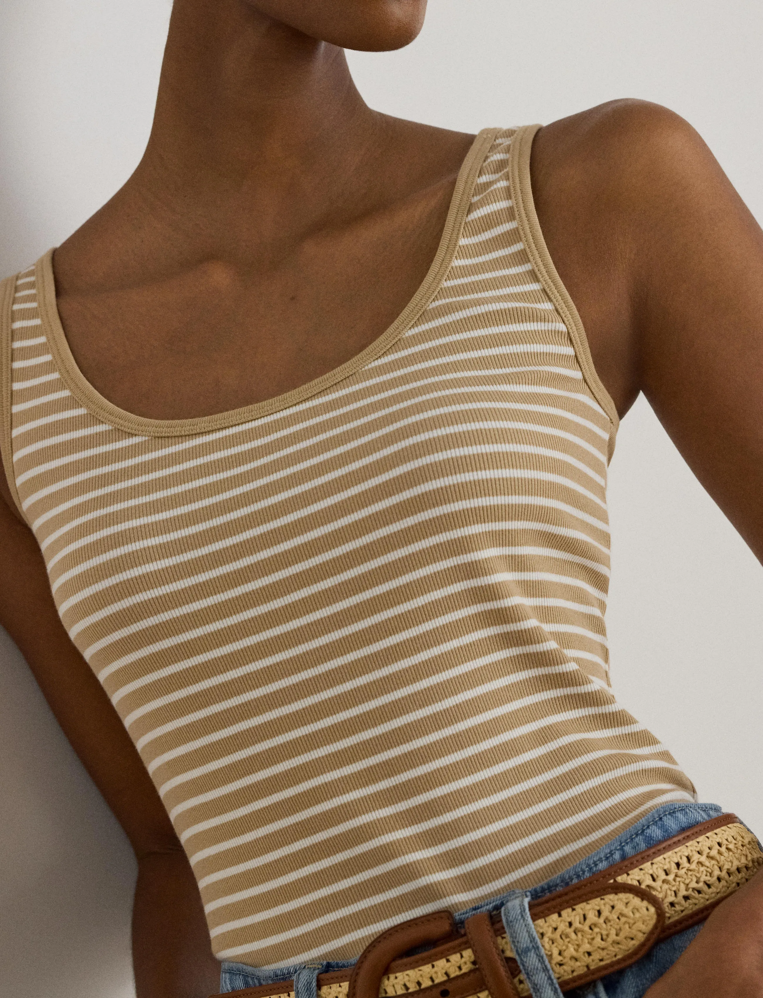 Lauren Ralph Lauren - RFND STRTCH 2X2 RIB-KNT-PULLOVER - Ärmellose tops - birch tan/white - 3