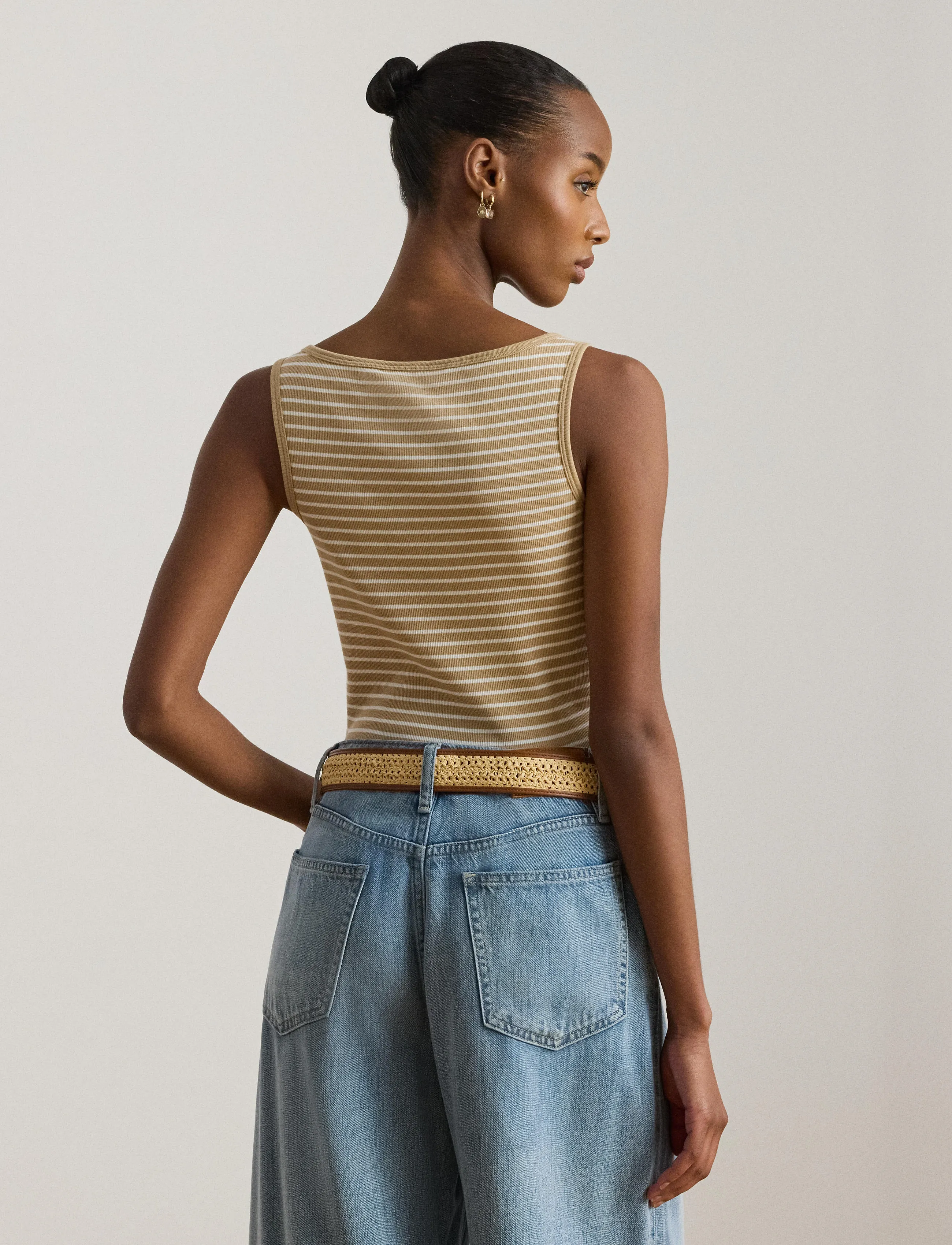 Lauren Ralph Lauren - RFND STRTCH 2X2 RIB-KNT-PULLOVER - Ärmellose tops - birch tan/white - 4