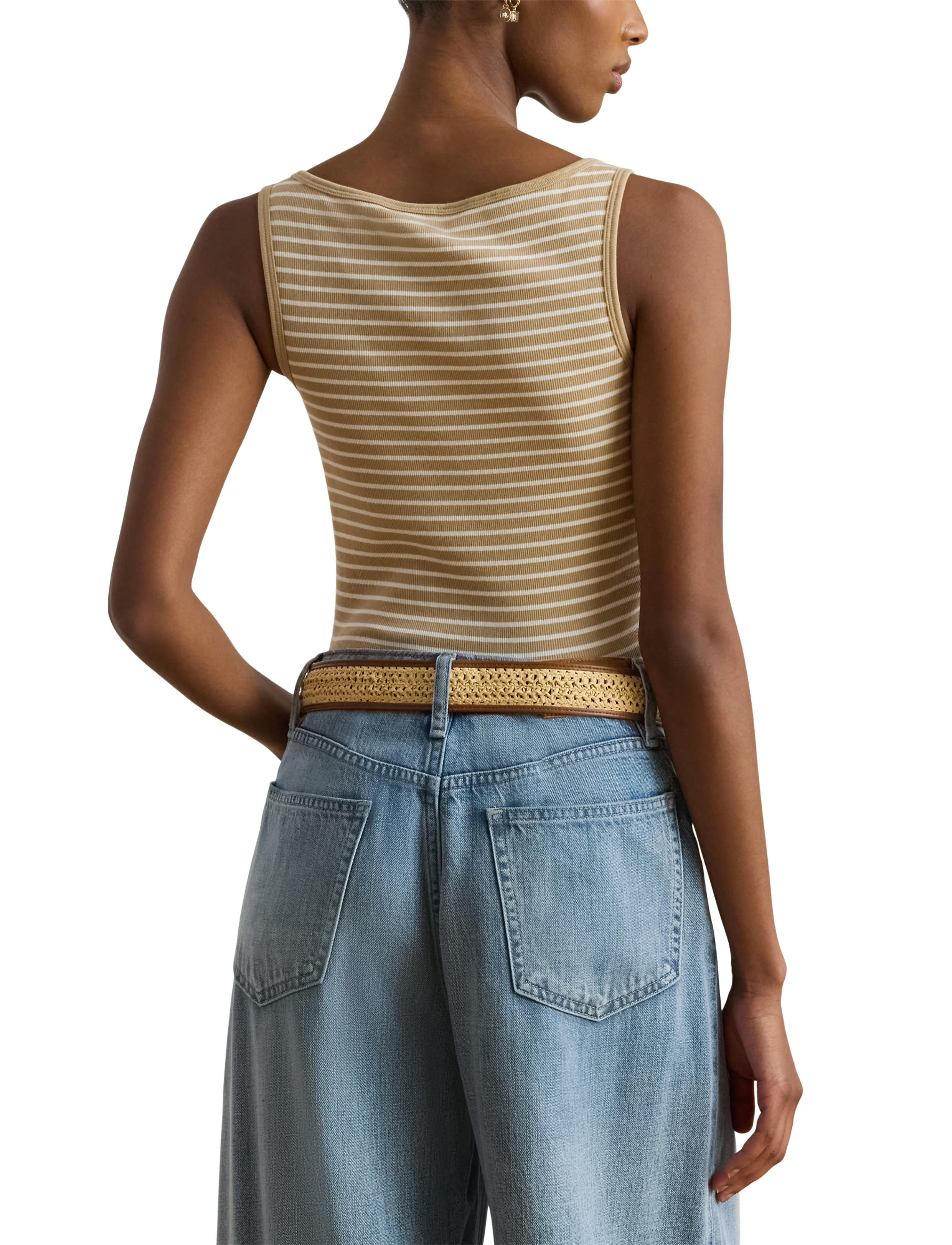 Lauren Ralph Lauren - RFND STRTCH 2X2 RIB-KNT-PULLOVER - Ärmellose tops - birch tan/white - 5