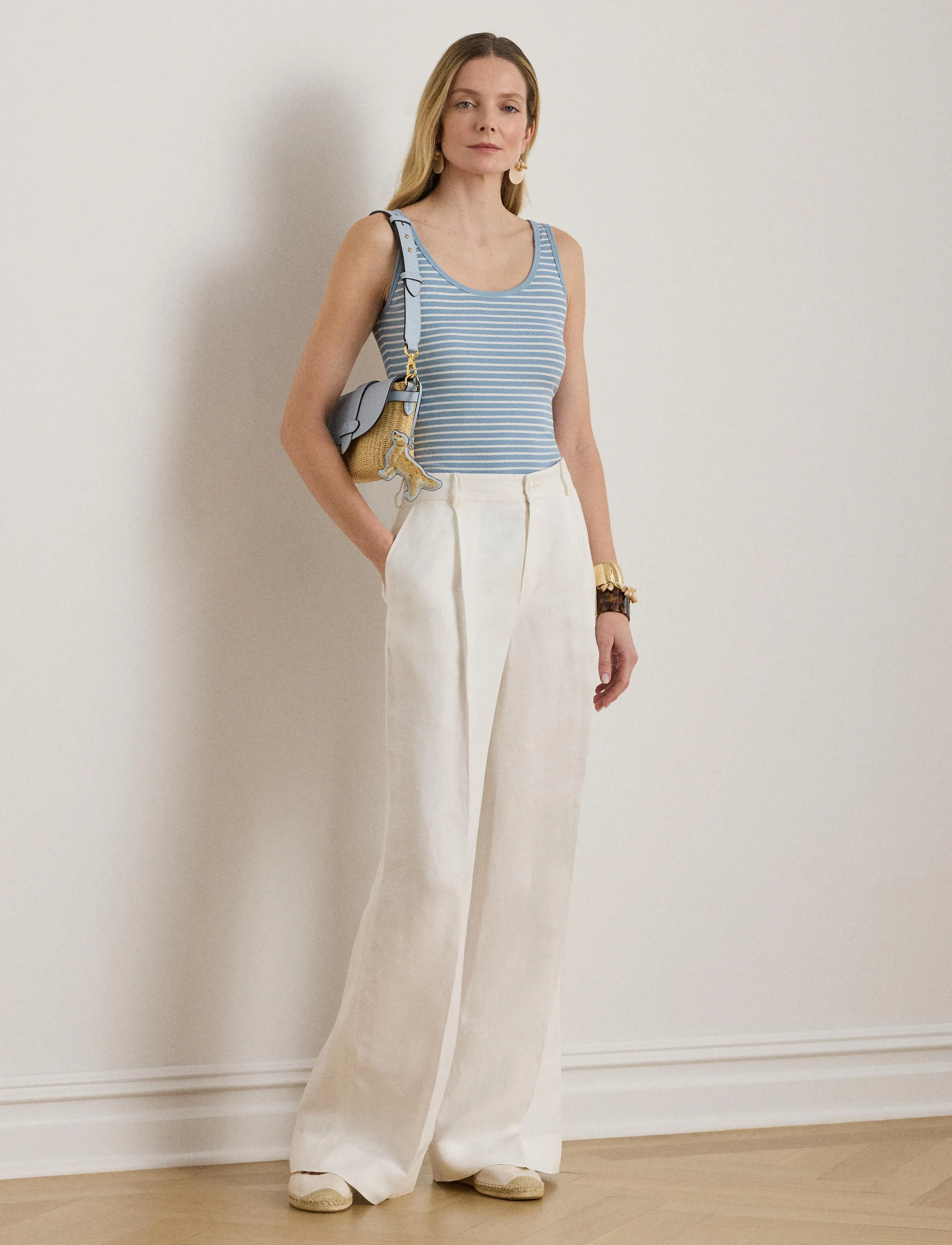 Lauren Ralph Lauren RFND STRTCH 2X2 RIB-KNT-PULLOVER - Ralph Lauren - BLUE NOTE/WHITE / blue