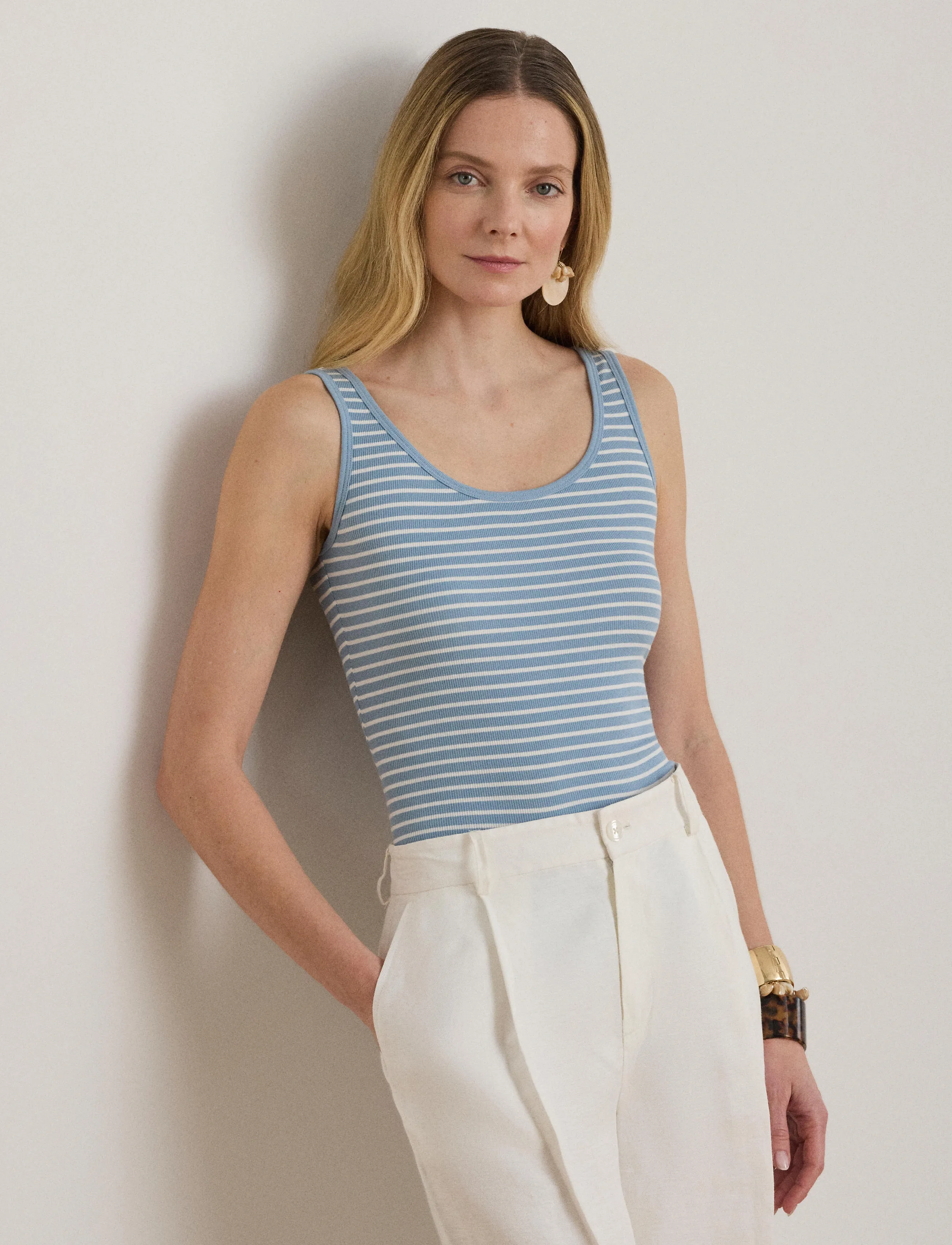 Lauren Ralph Lauren - RFND STRTCH 2X2 RIB-KNT-PULLOVER - Ärmellose tops - blue note/white - 3