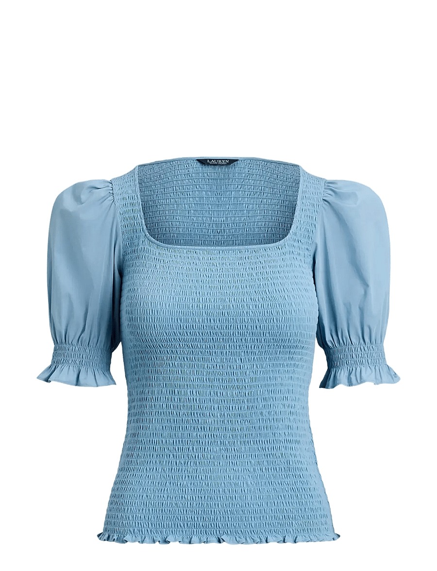 Lauren Ralph Lauren - REFINED COTTON JRSY-KNT-PULLOVER - kortärmade blusar - blue note - 1