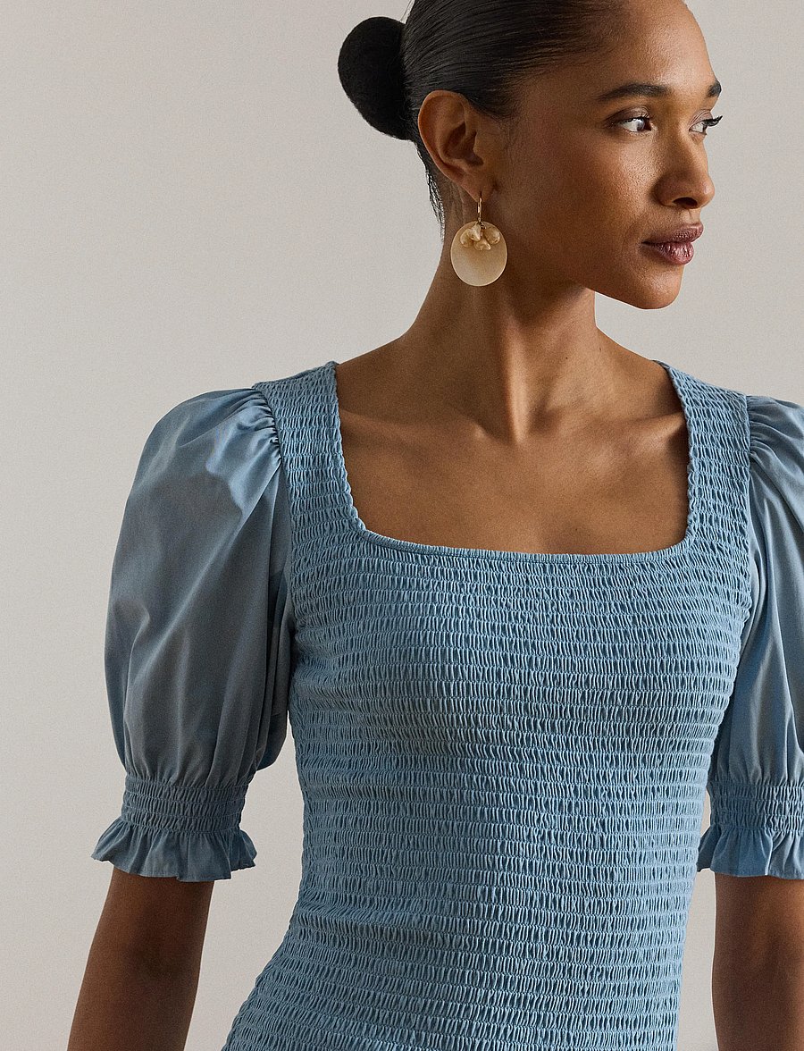 Lauren Ralph Lauren - REFINED COTTON JRSY-KNT-PULLOVER - kortärmade blusar - blue note - 4